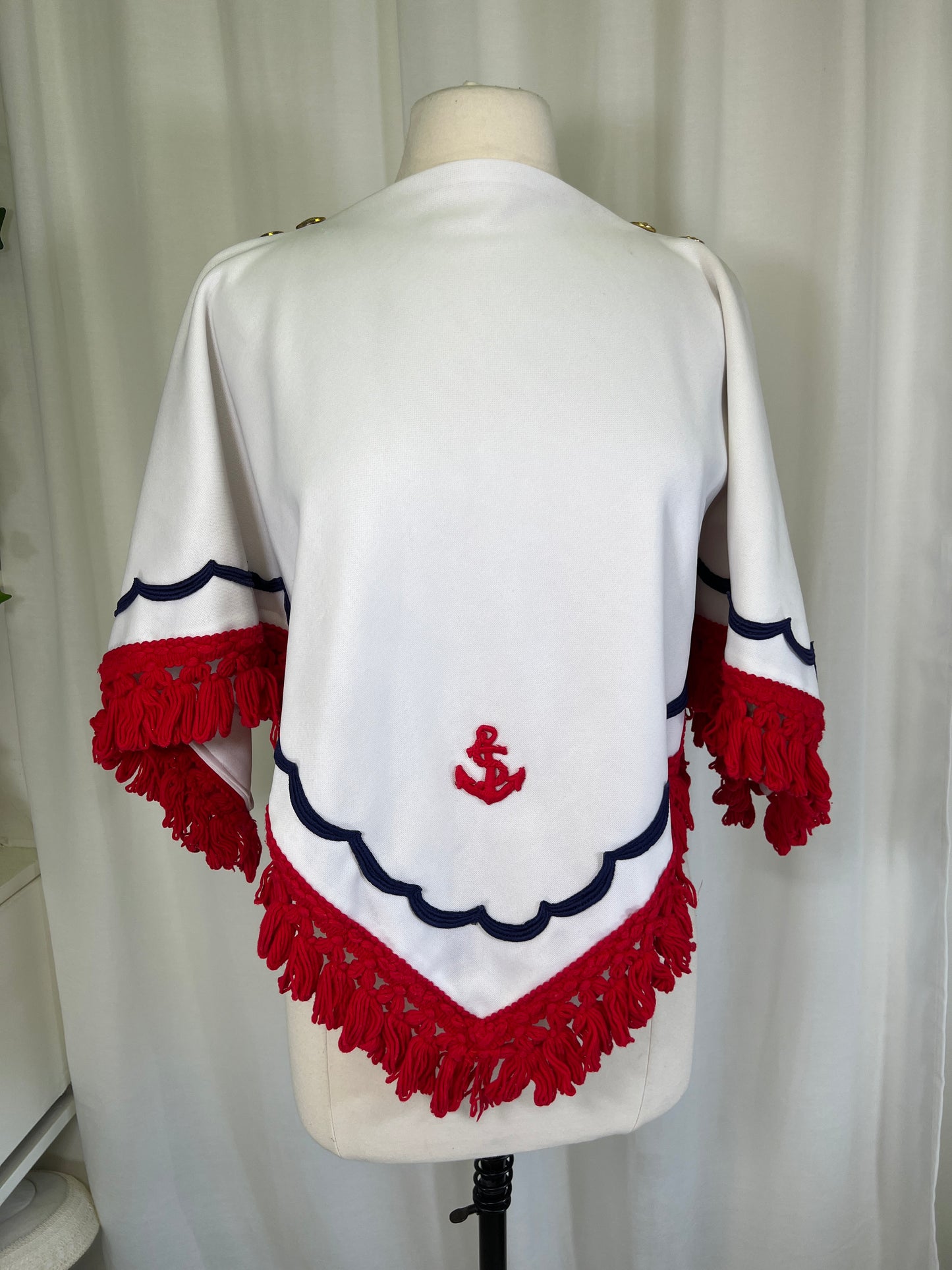 1960's One of a Kind Nautical Fringed Poncho