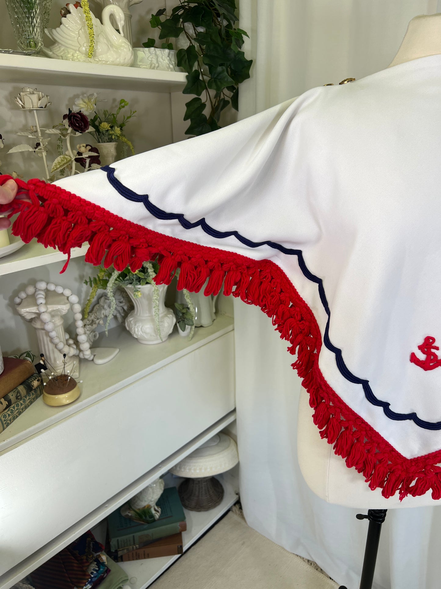 1960's One of a Kind Nautical Fringed Poncho