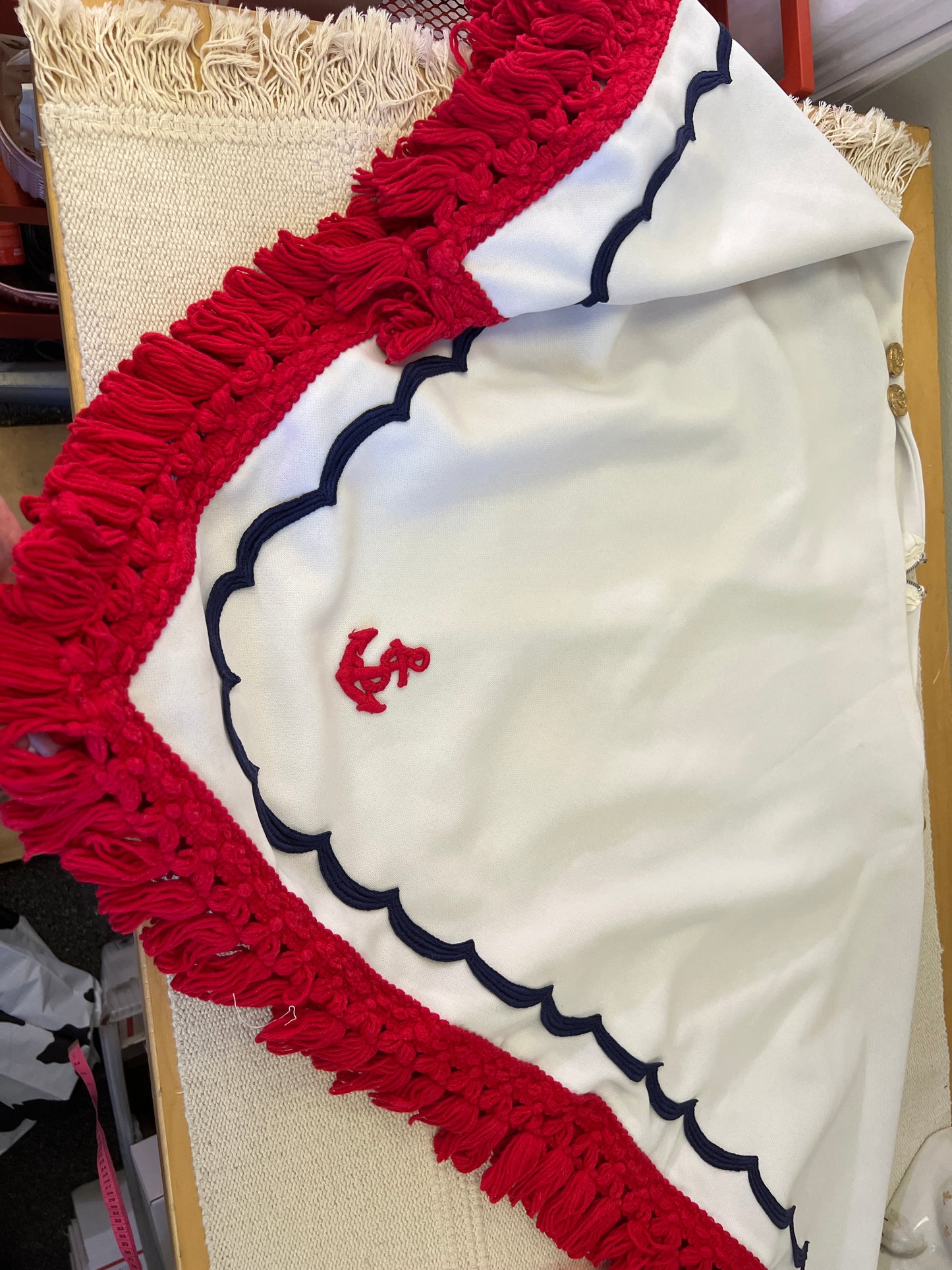 1960's One of a Kind Nautical Fringed Poncho