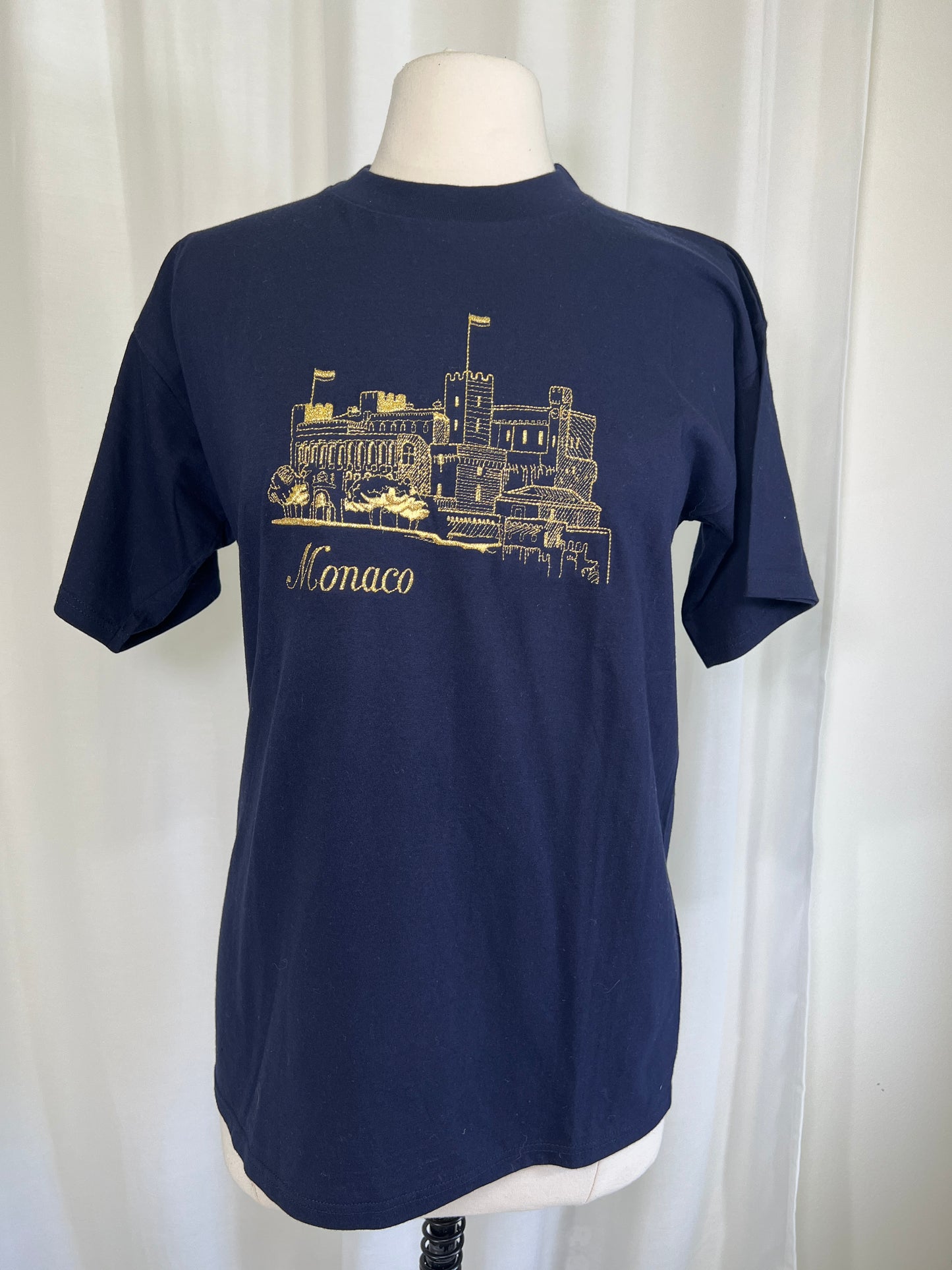 1990's Gold Embroidered Monaco Navy Tee