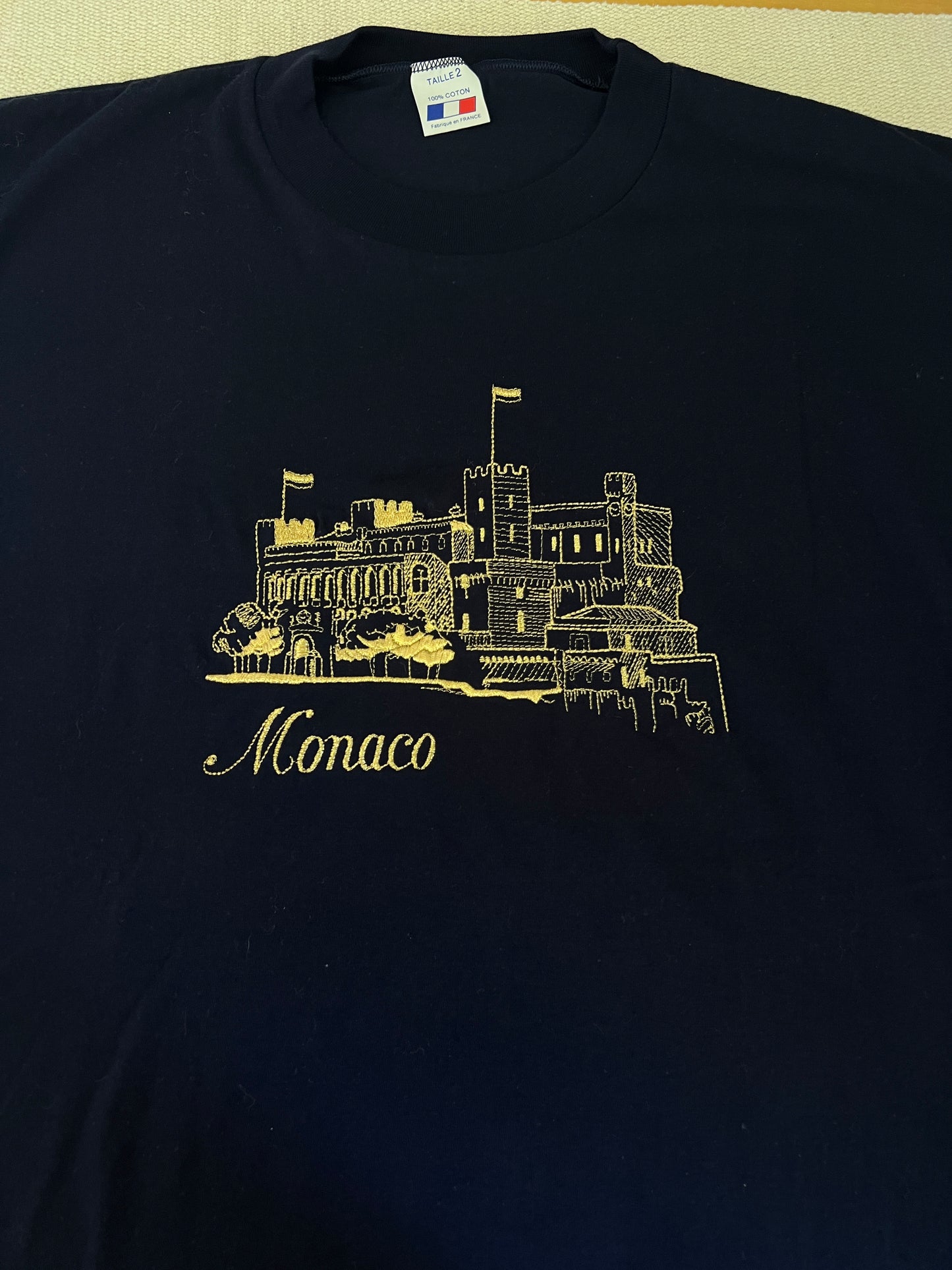 1990's Gold Embroidered Monaco Navy Tee