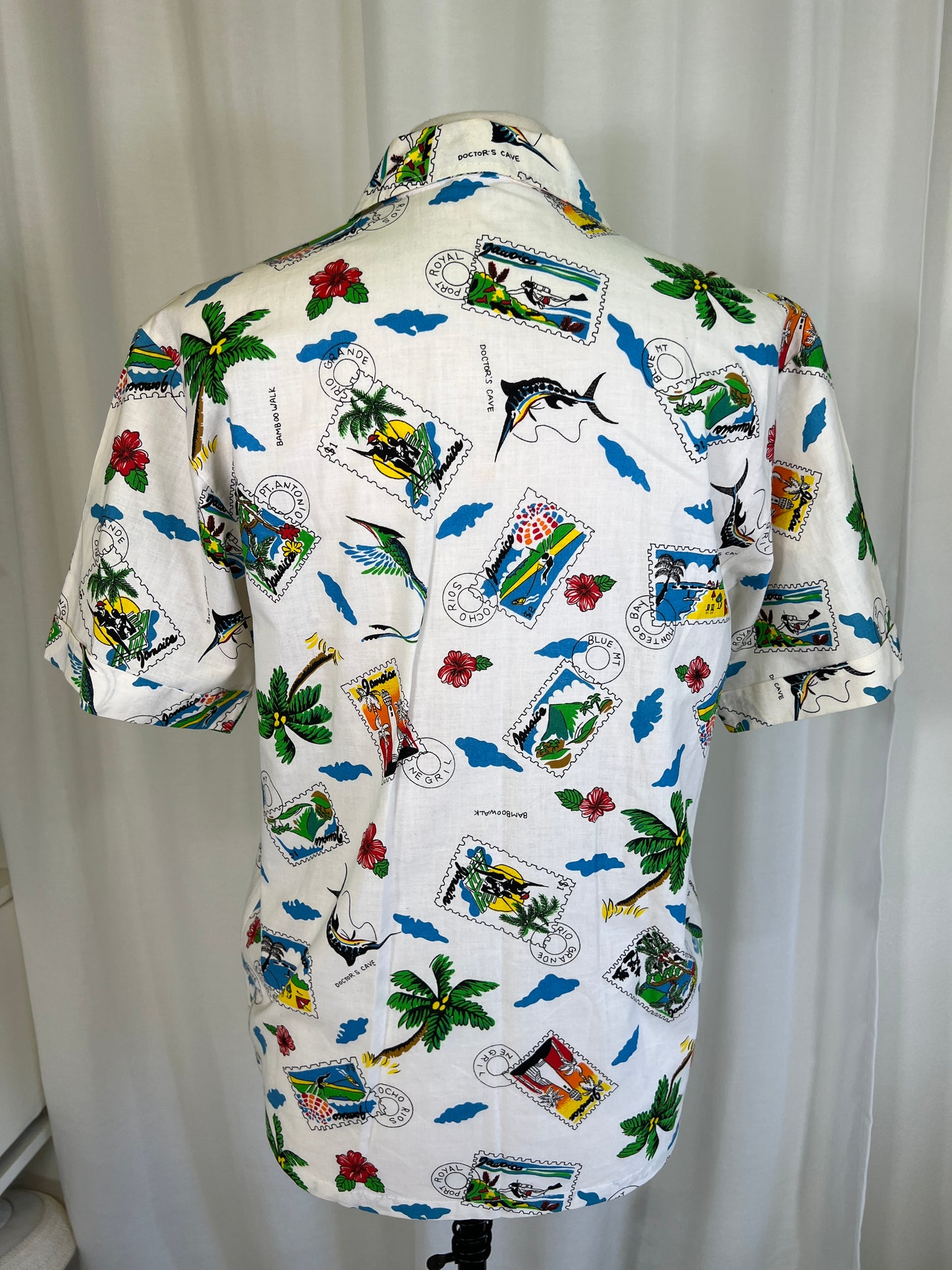 1990's Post Stamp Pattern Aloha Shirt