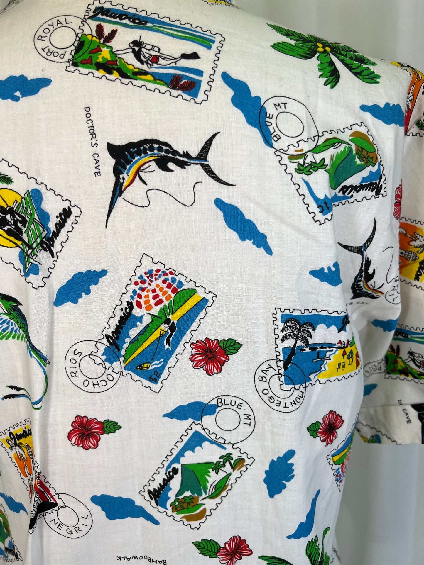 1990's Post Stamp Pattern Aloha Shirt