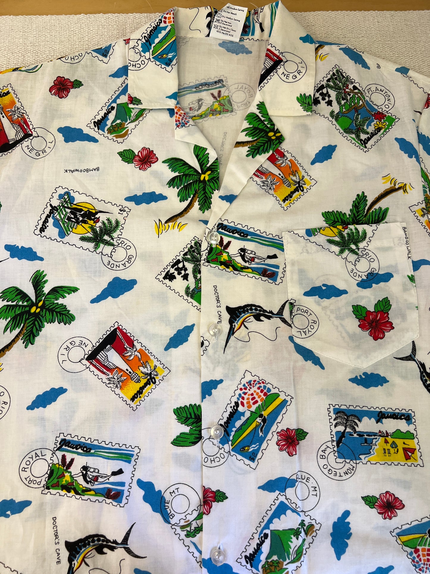 1990's Post Stamp Pattern Aloha Shirt