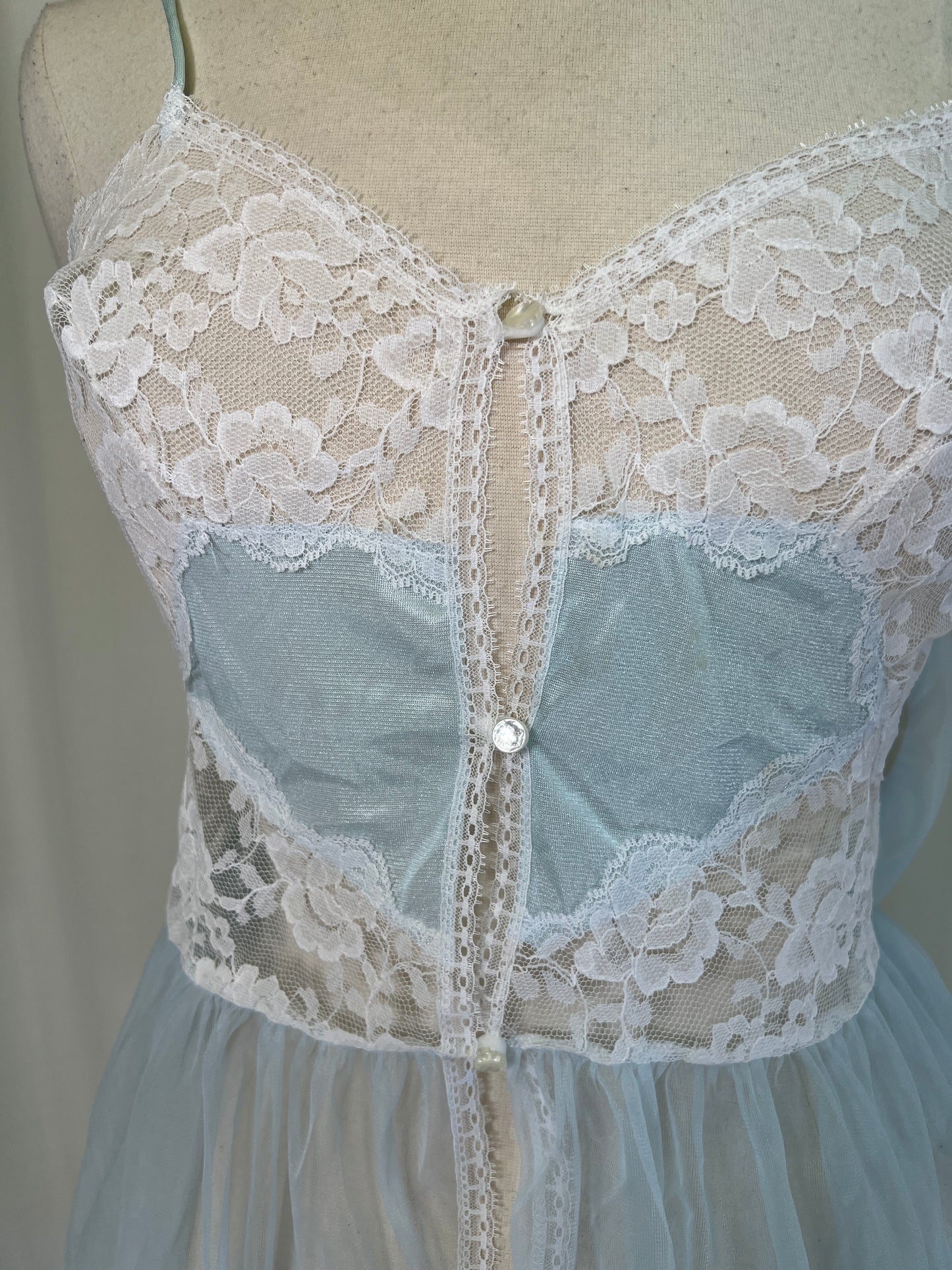 1980's Baby Blue & Lace Bonne Nuit Lingerie Set