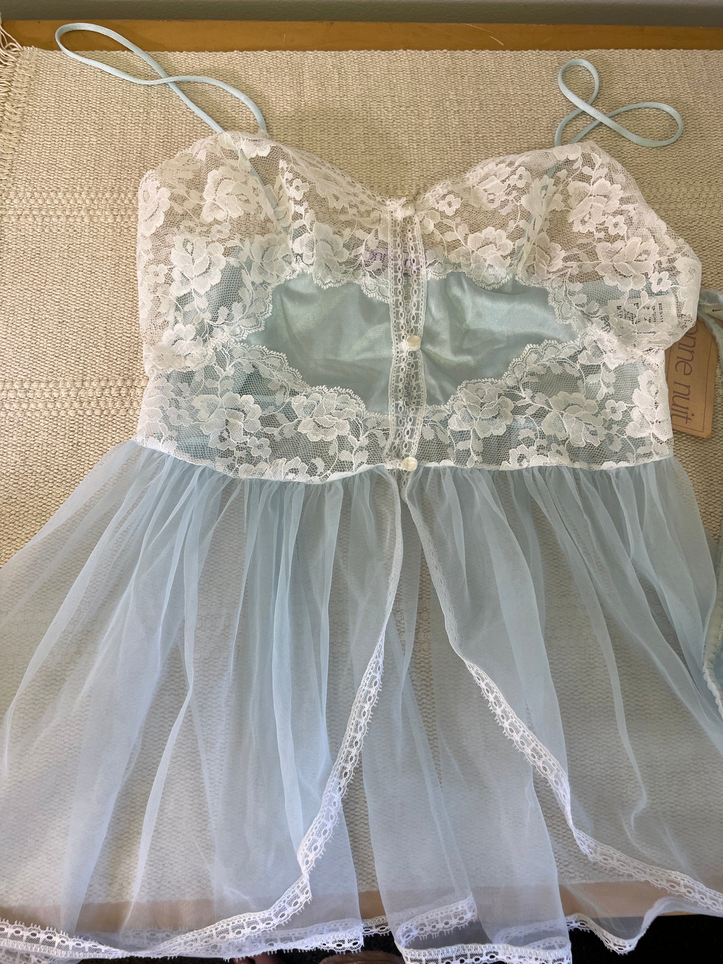 1980's Baby Blue & Lace Bonne Nuit Lingerie Set