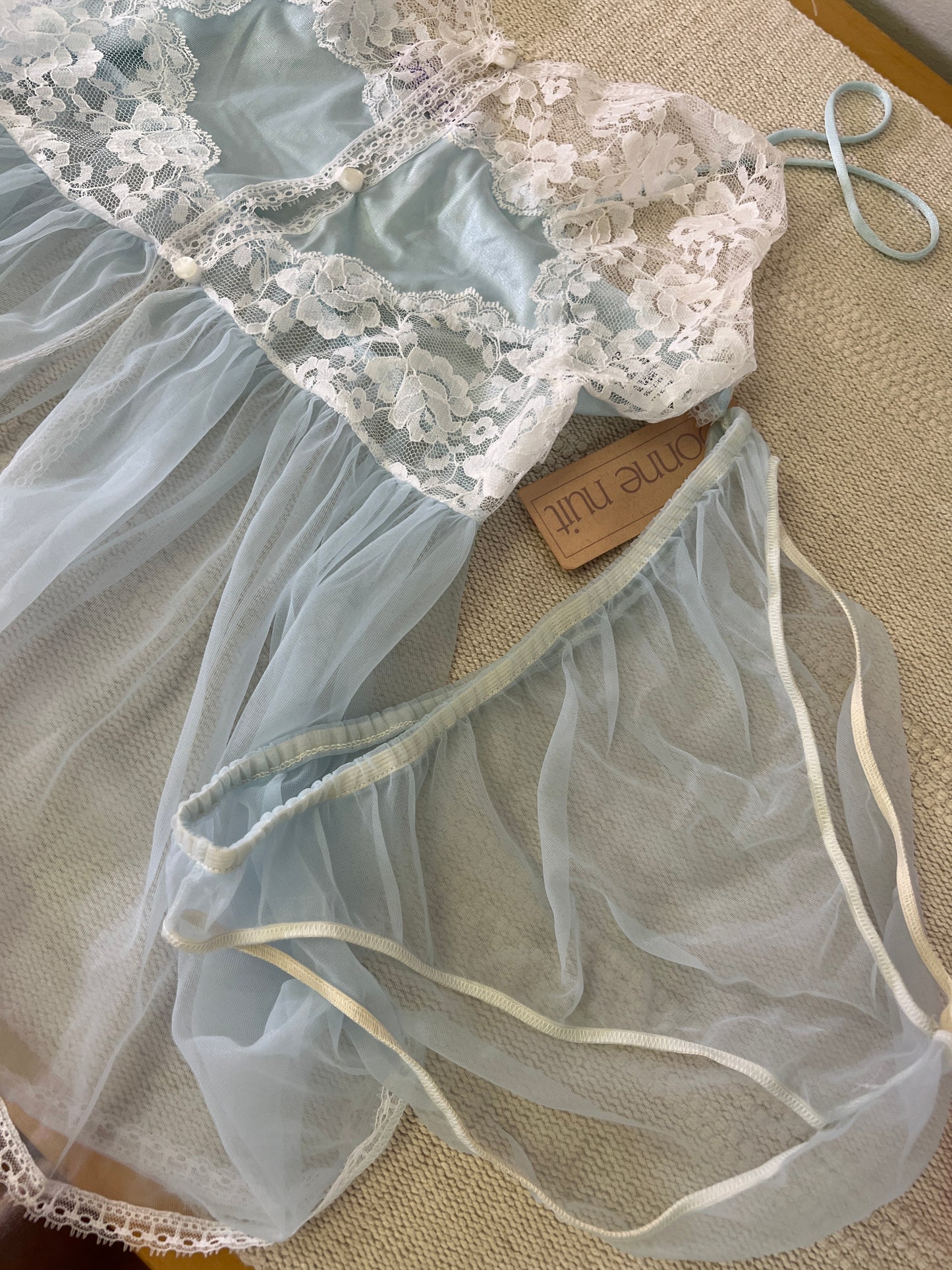 1980's Baby Blue & Lace Bonne Nuit Lingerie Set