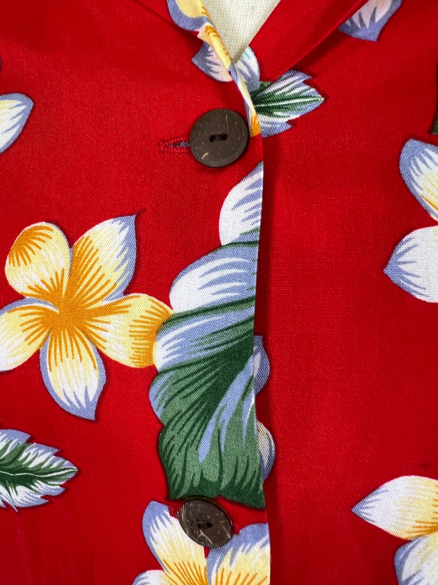 2000's Red Floral Aloha Hut Tiki Shirt