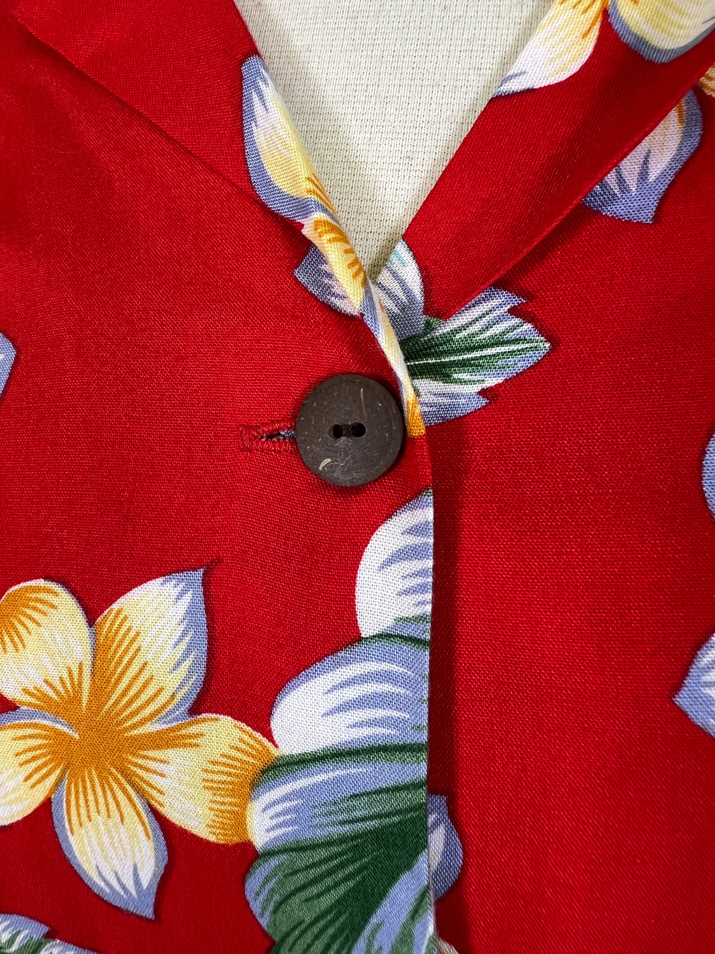 2000's Red Floral Aloha Hut Tiki Shirt