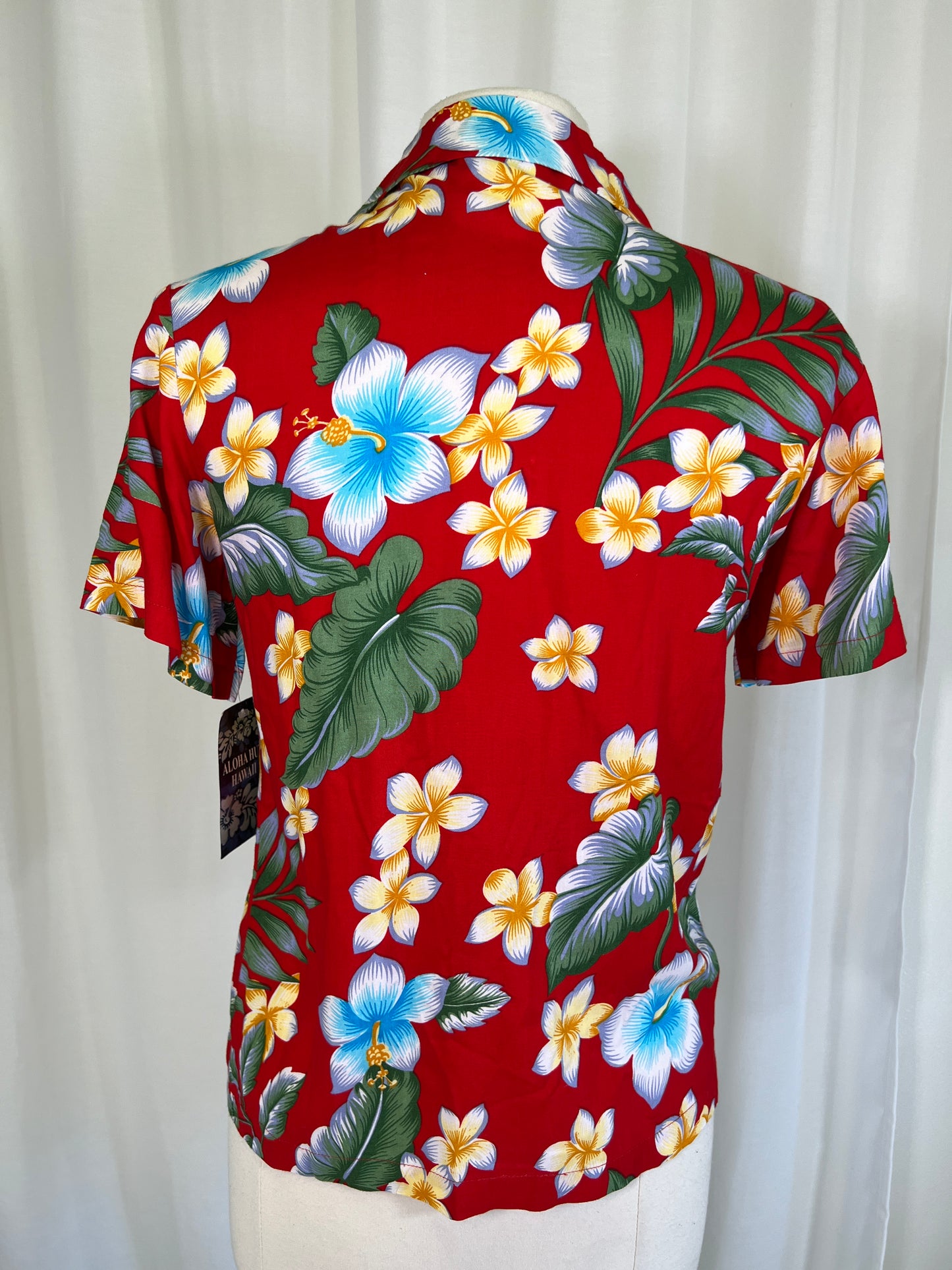 2000's Red Floral Aloha Hut Tiki Shirt