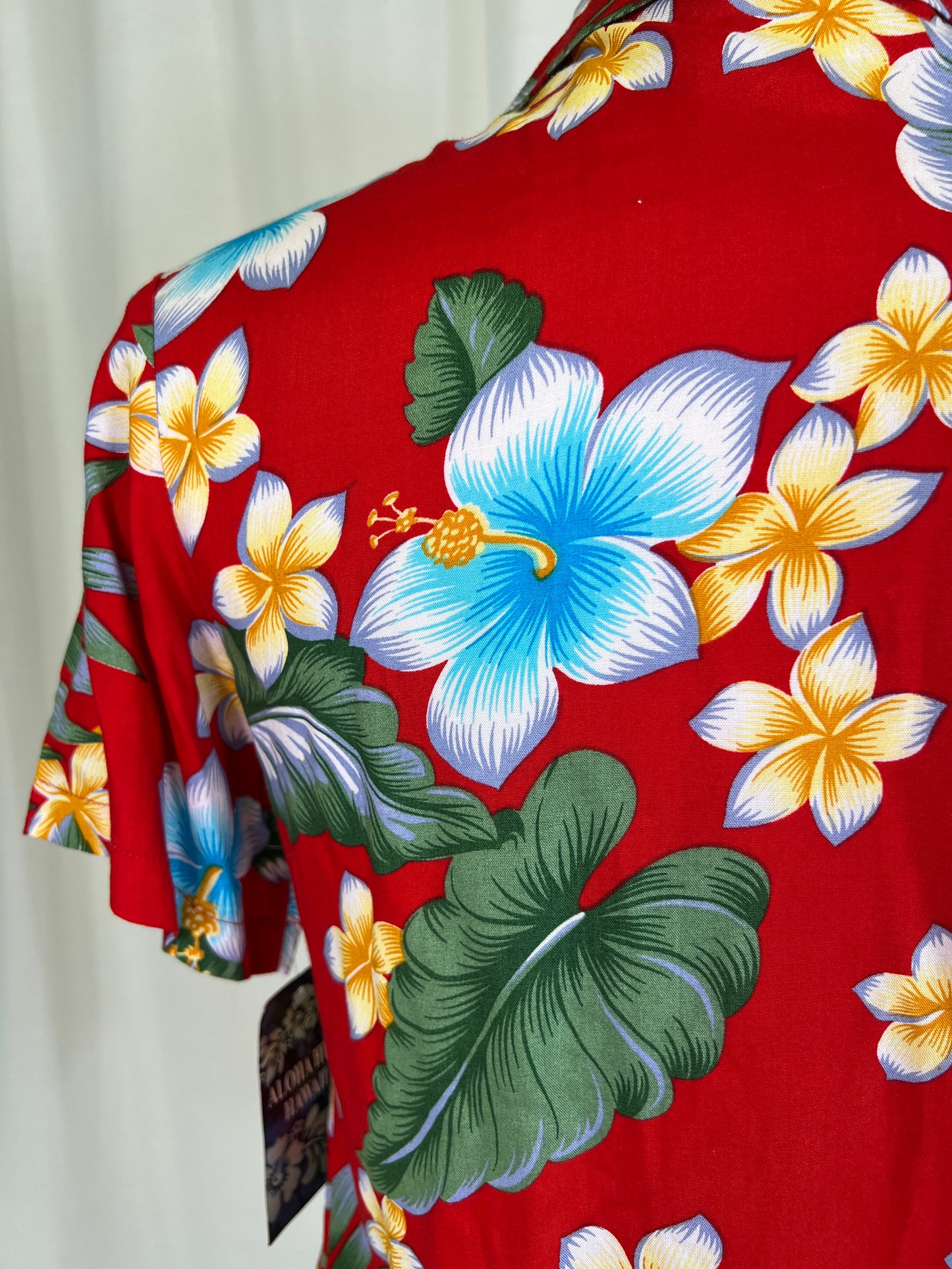 2000's Red Floral Aloha Hut Tiki Shirt