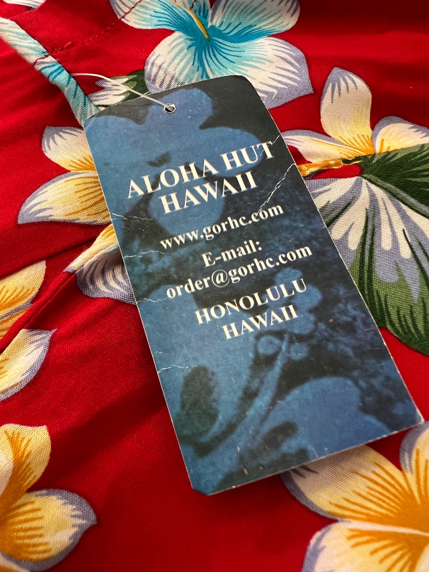 2000's Red Floral Aloha Hut Tiki Shirt