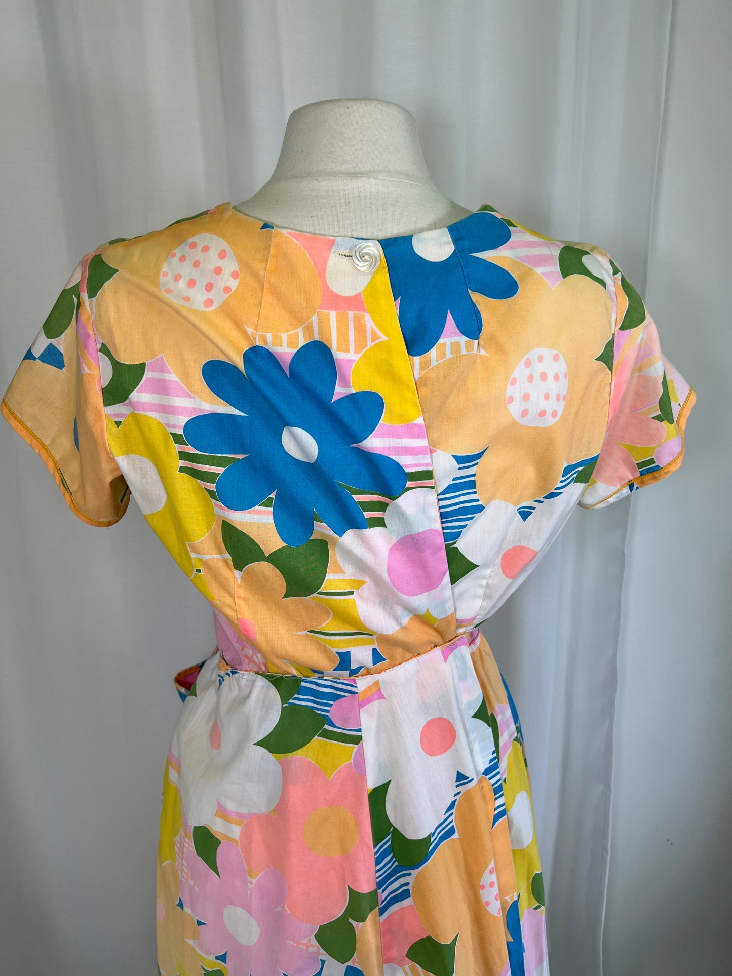 1960's Psychedelic Floral Swirl Wrap Dress