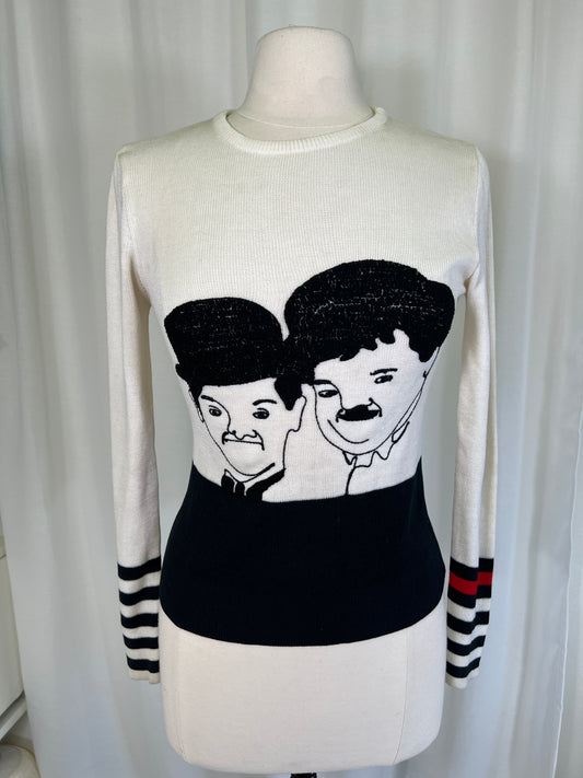 1970's Pronto Laurel and Hardy Novelty Caricature Sweater