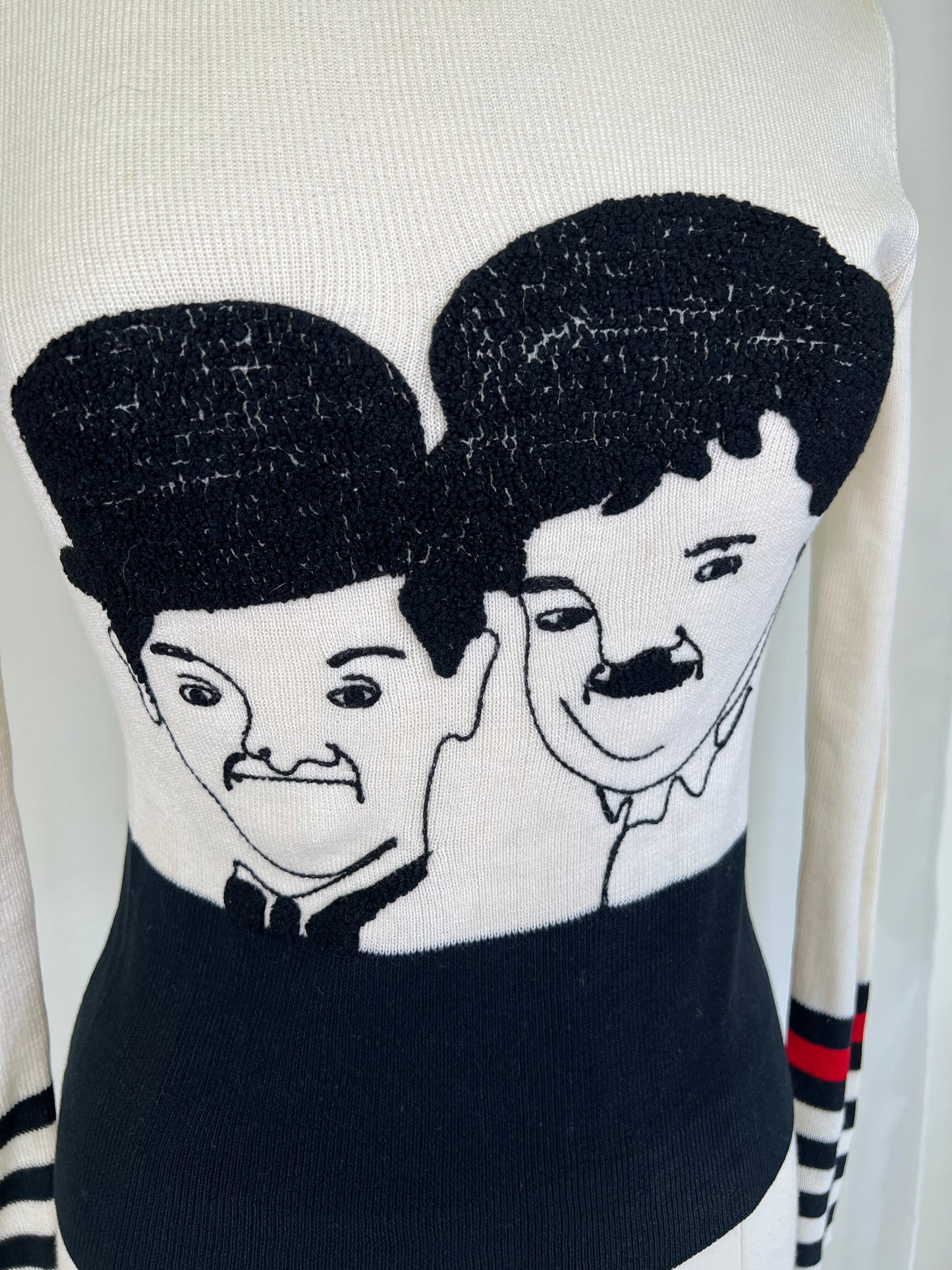 1970's Pronto Laurel and Hardy Novelty Caricature Sweater