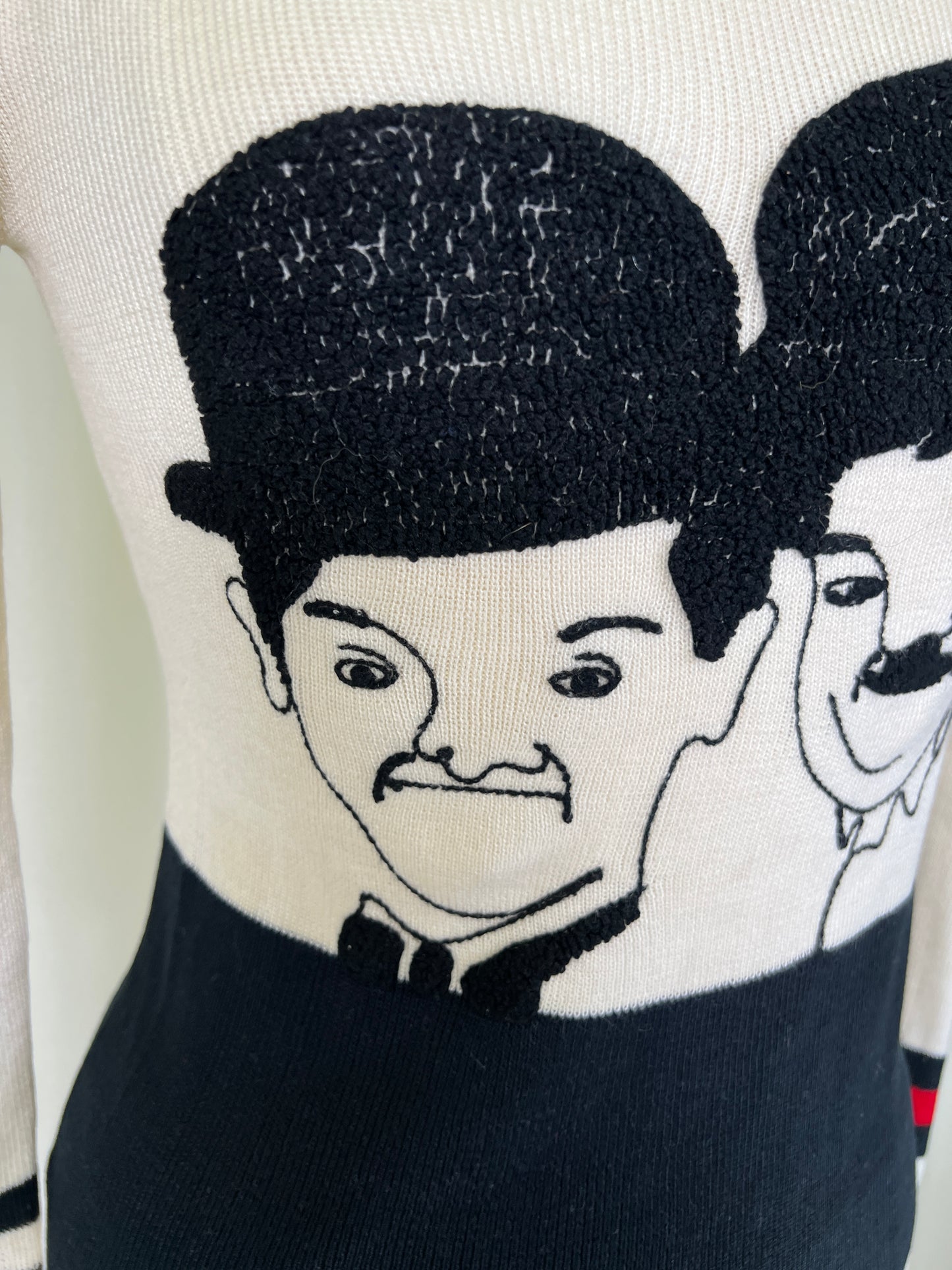 1970's Pronto Laurel and Hardy Novelty Caricature Sweater