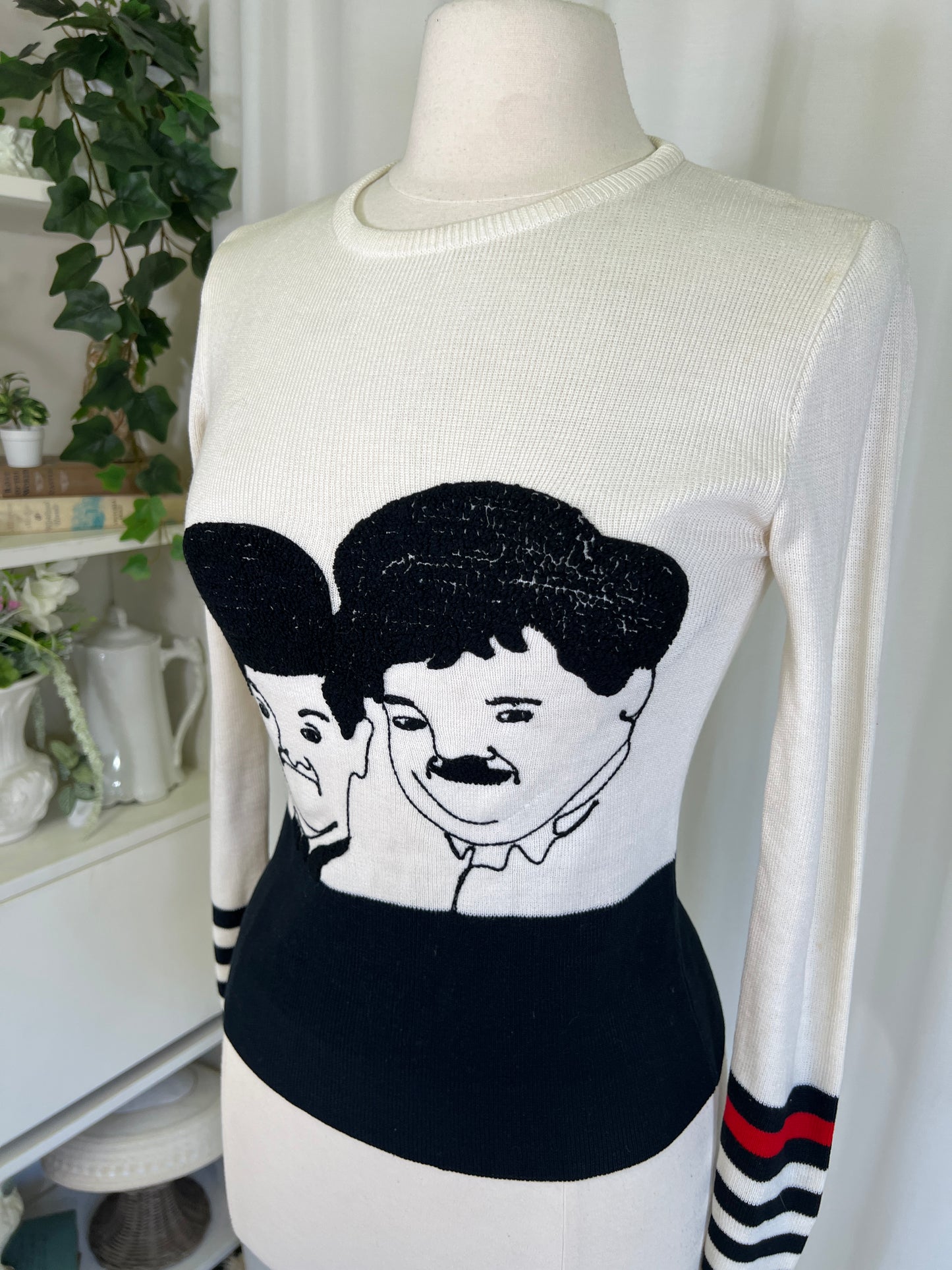 1970's Pronto Laurel and Hardy Novelty Caricature Sweater