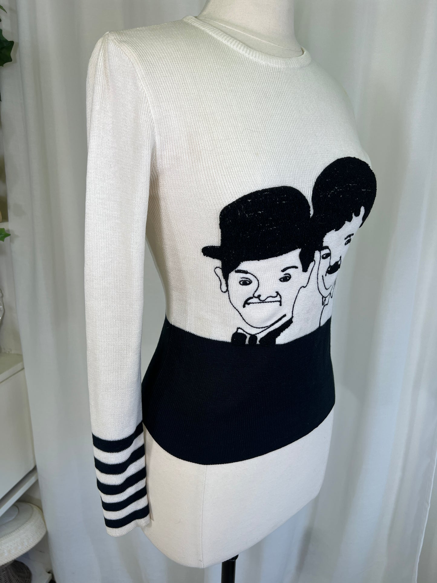 1970's Pronto Laurel and Hardy Novelty Caricature Sweater