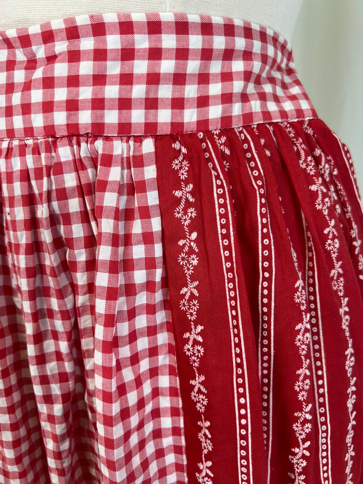 1970's Gingham Ultra Wide Leg Ruffled Palazzo Pants