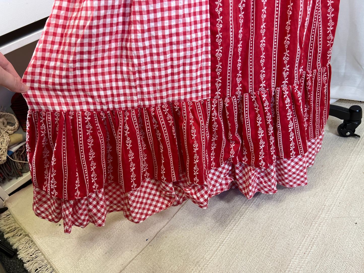 1970's Gingham Ultra Wide Leg Ruffled Palazzo Pants