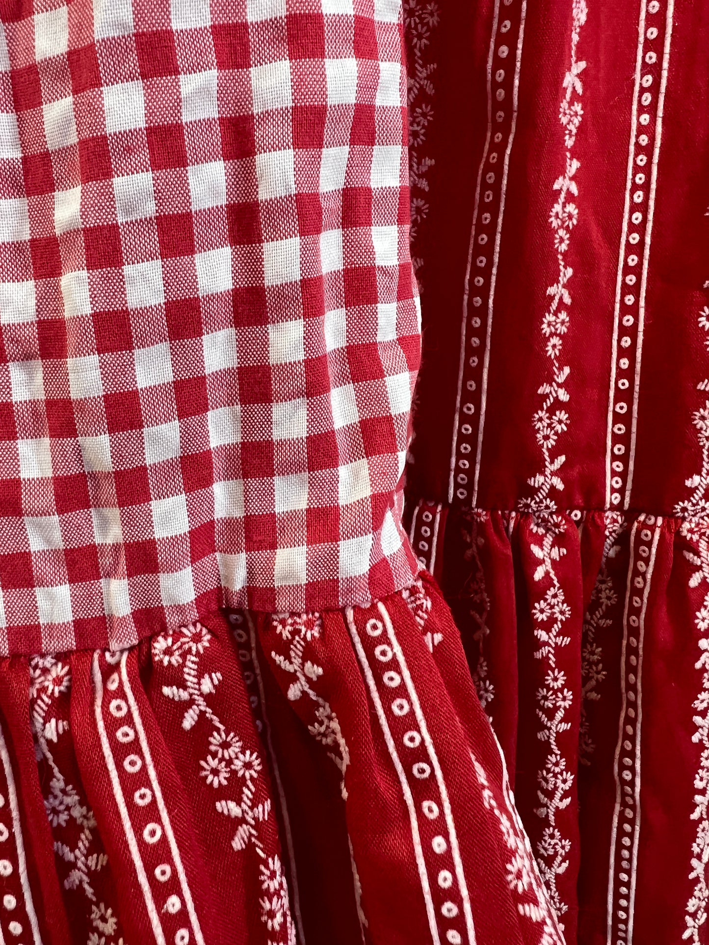 1970's Gingham Ultra Wide Leg Ruffled Palazzo Pants