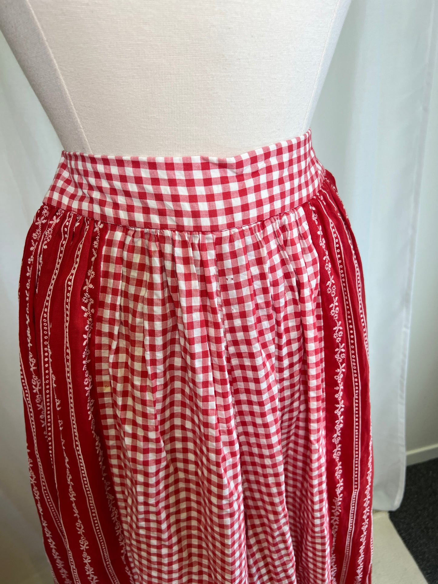 1970's Gingham Ultra Wide Leg Ruffled Palazzo Pants