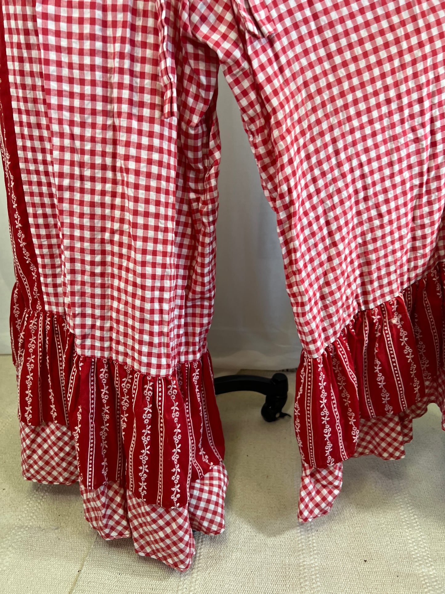 1970's Gingham Ultra Wide Leg Ruffled Palazzo Pants