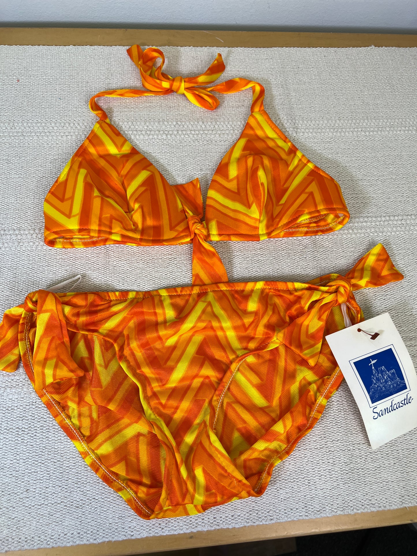 1970's Orange & Yellow Sandcastle Bikini Set