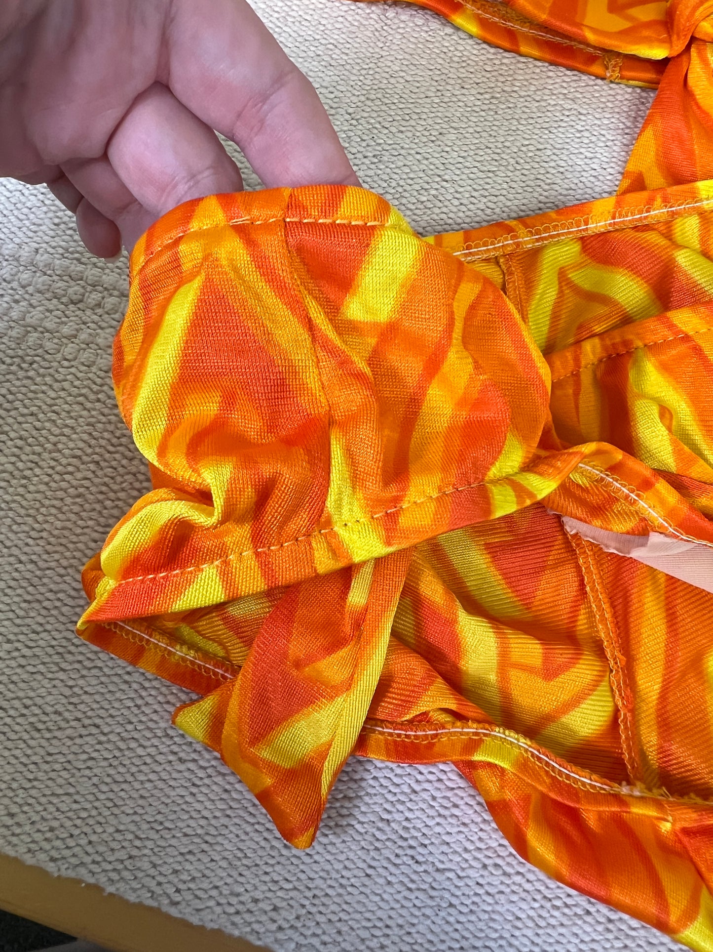 1970's Orange & Yellow Sandcastle Bikini Set