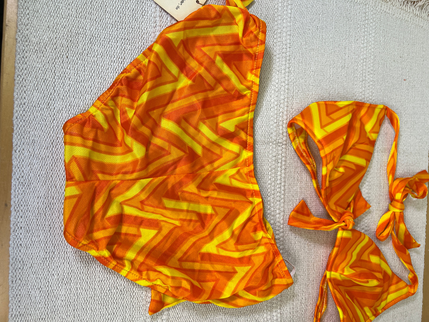 1970's Orange & Yellow Sandcastle Bikini Set