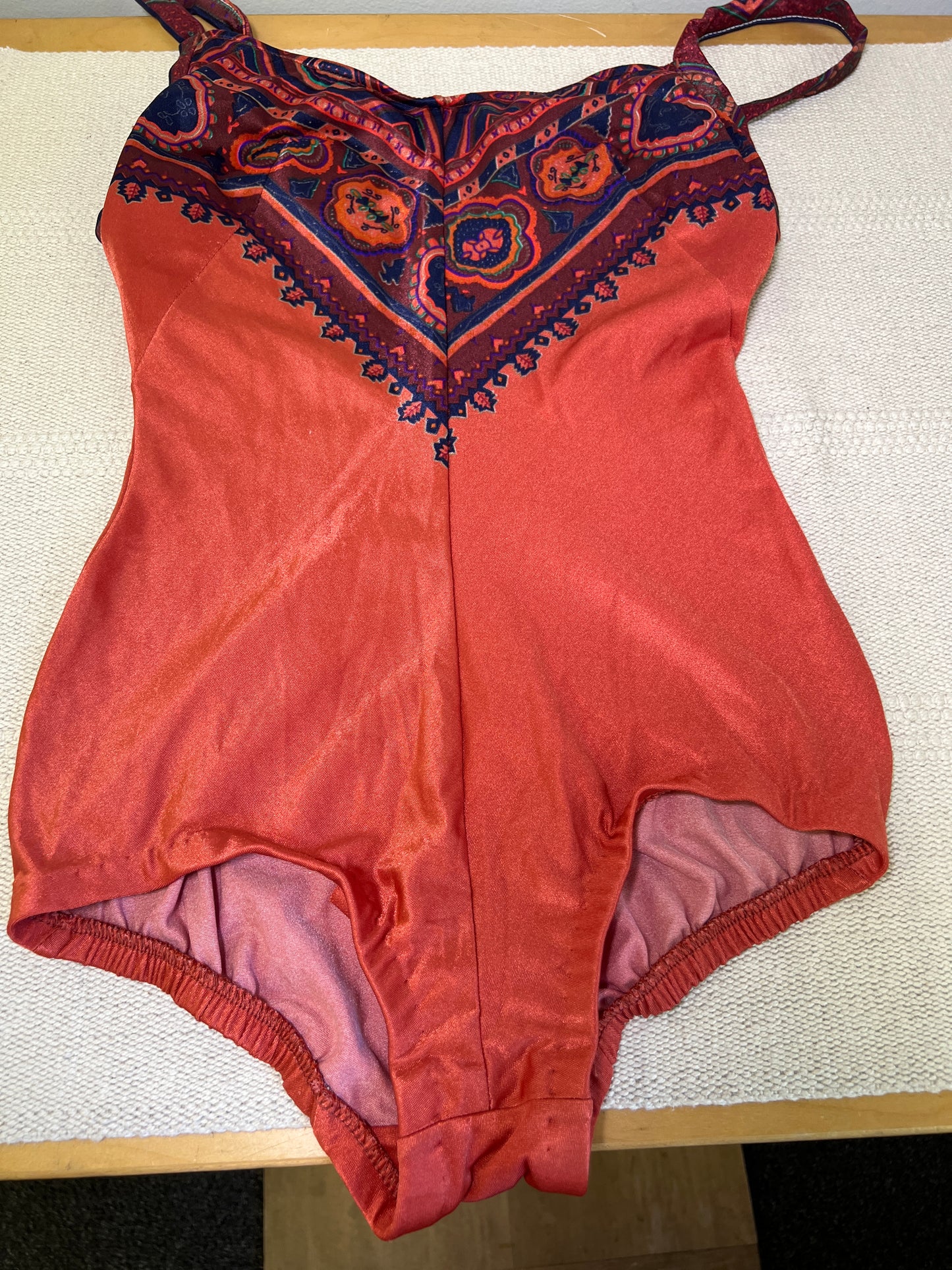 1970's One Piece Swimsuit and Sarong Wrap Skirt Set