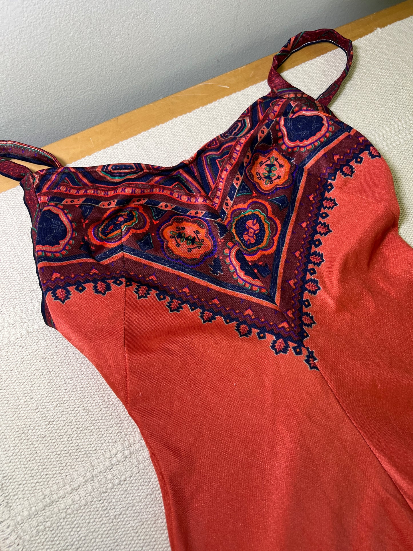 1970's One Piece Swimsuit and Sarong Wrap Skirt Set