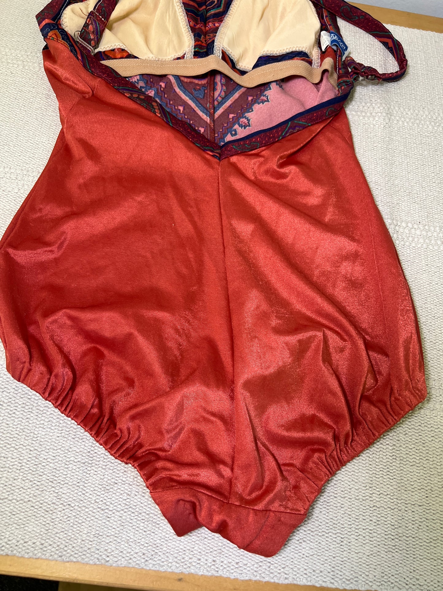 1970's One Piece Swimsuit and Sarong Wrap Skirt Set