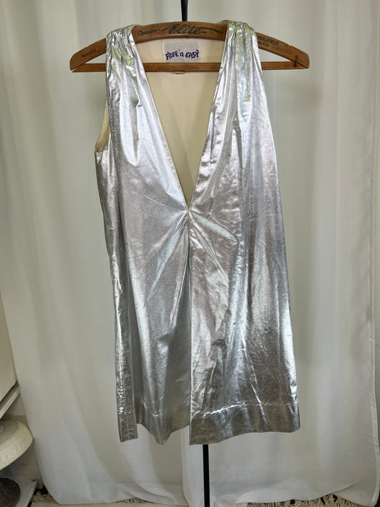 1960's Free and Easy Space Age A-Line Silver Mini Dress