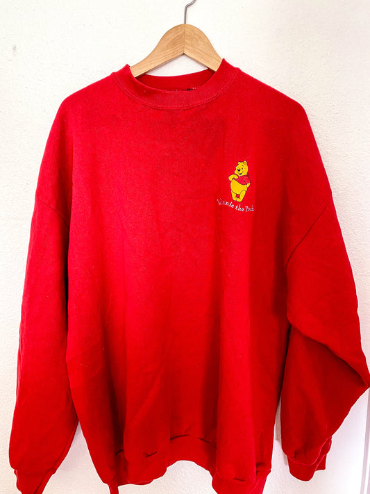 Red Winnie The Pooh Crew Neck Sweater