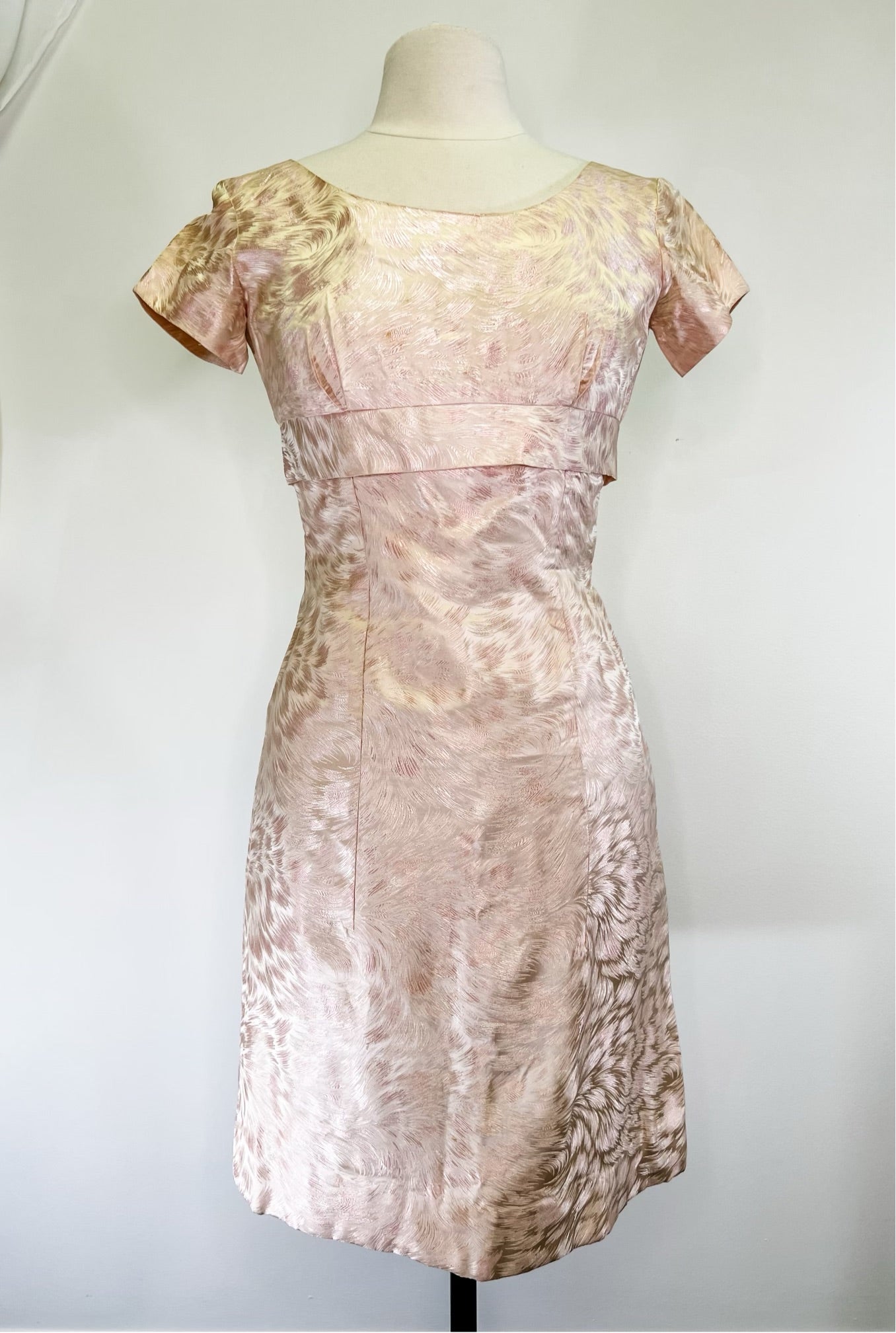 60s Pink Metallic Evening Dress