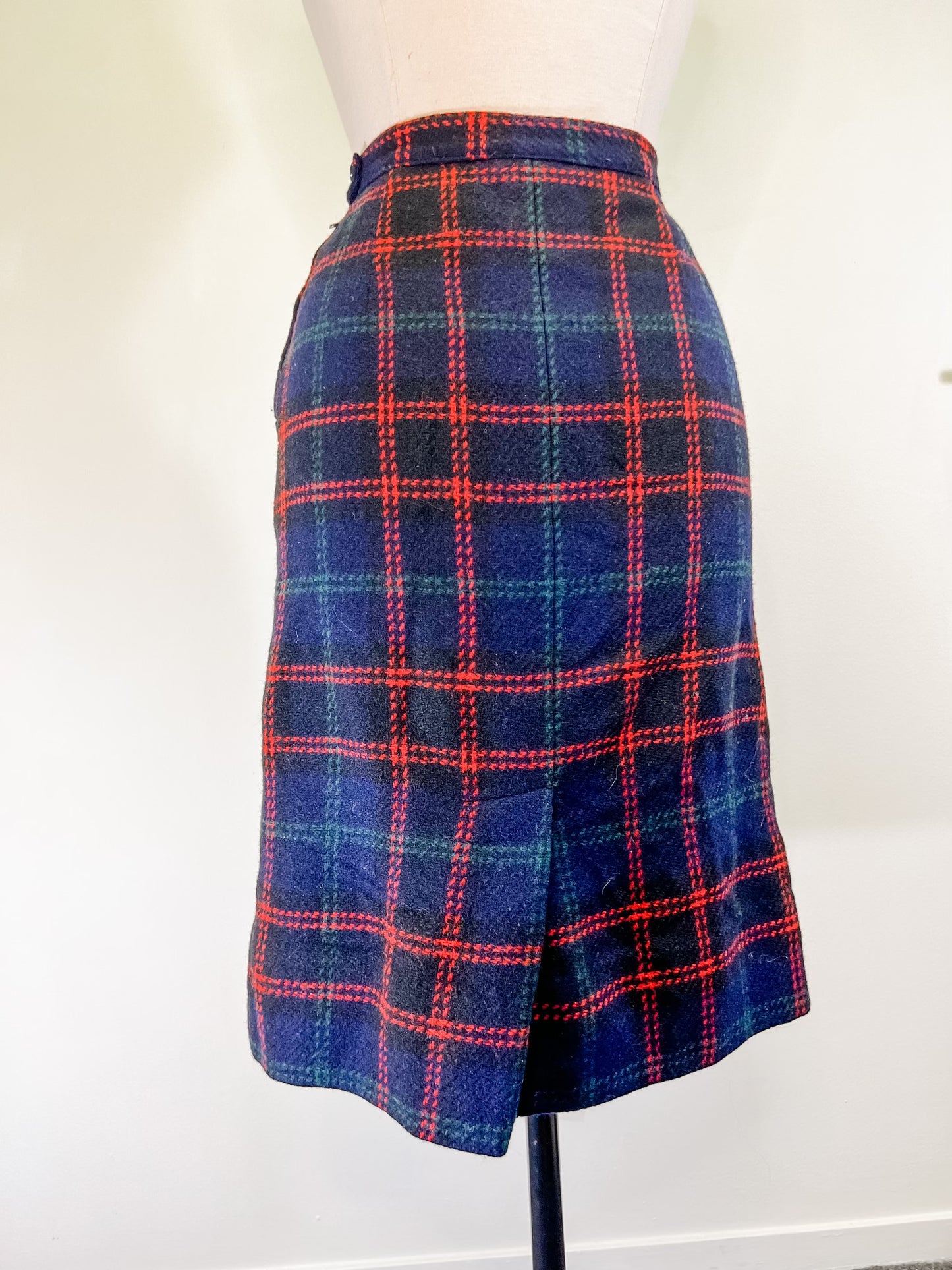 60s Pendleton Wool Plaid Pencil Skirt