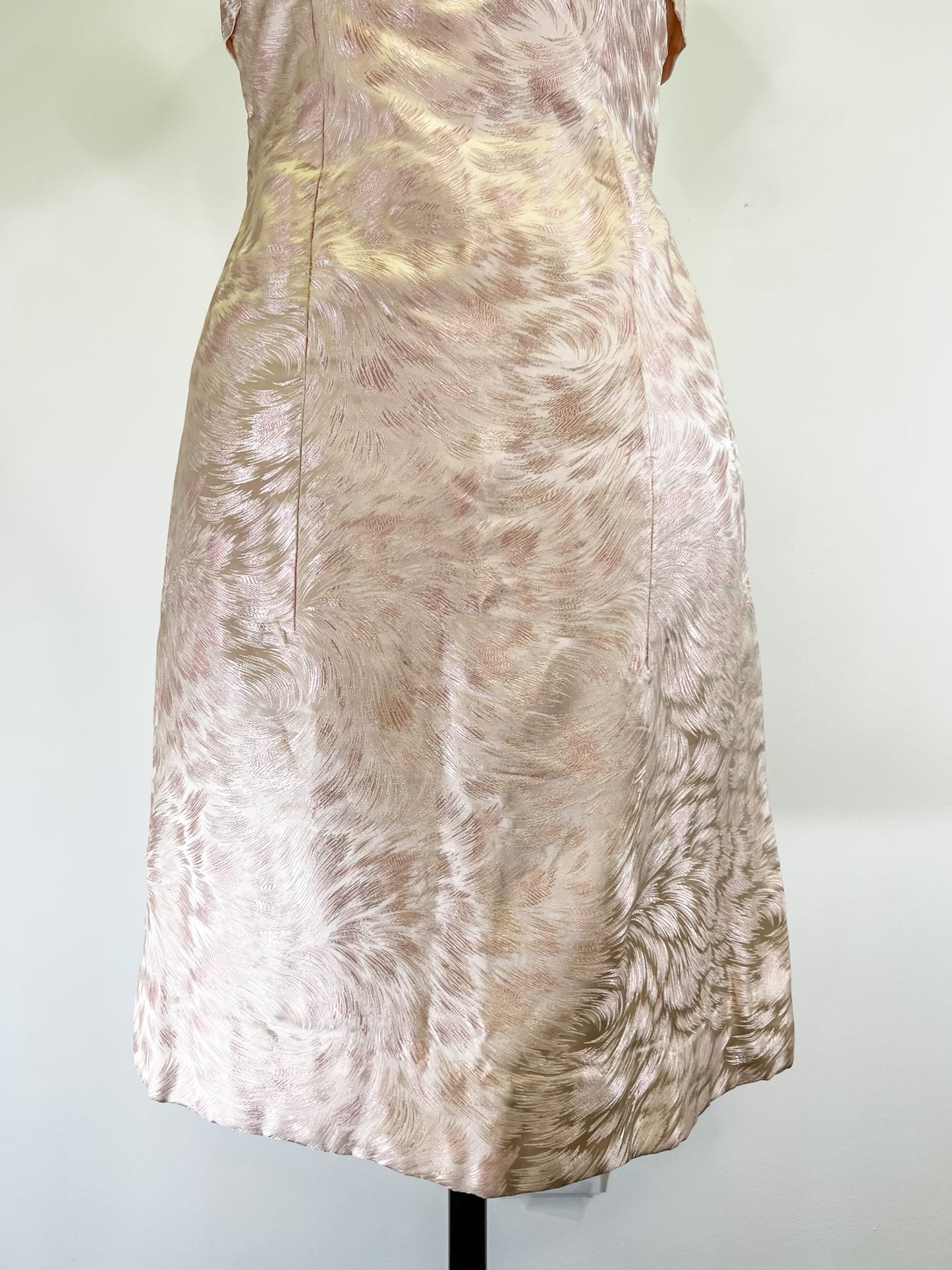 60s Pink Metallic Evening Dress