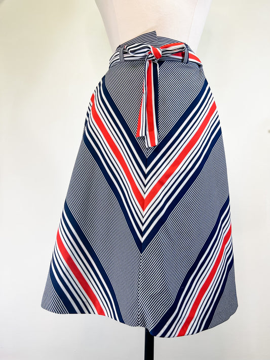 70s Red White and Blue Chevron Skirt