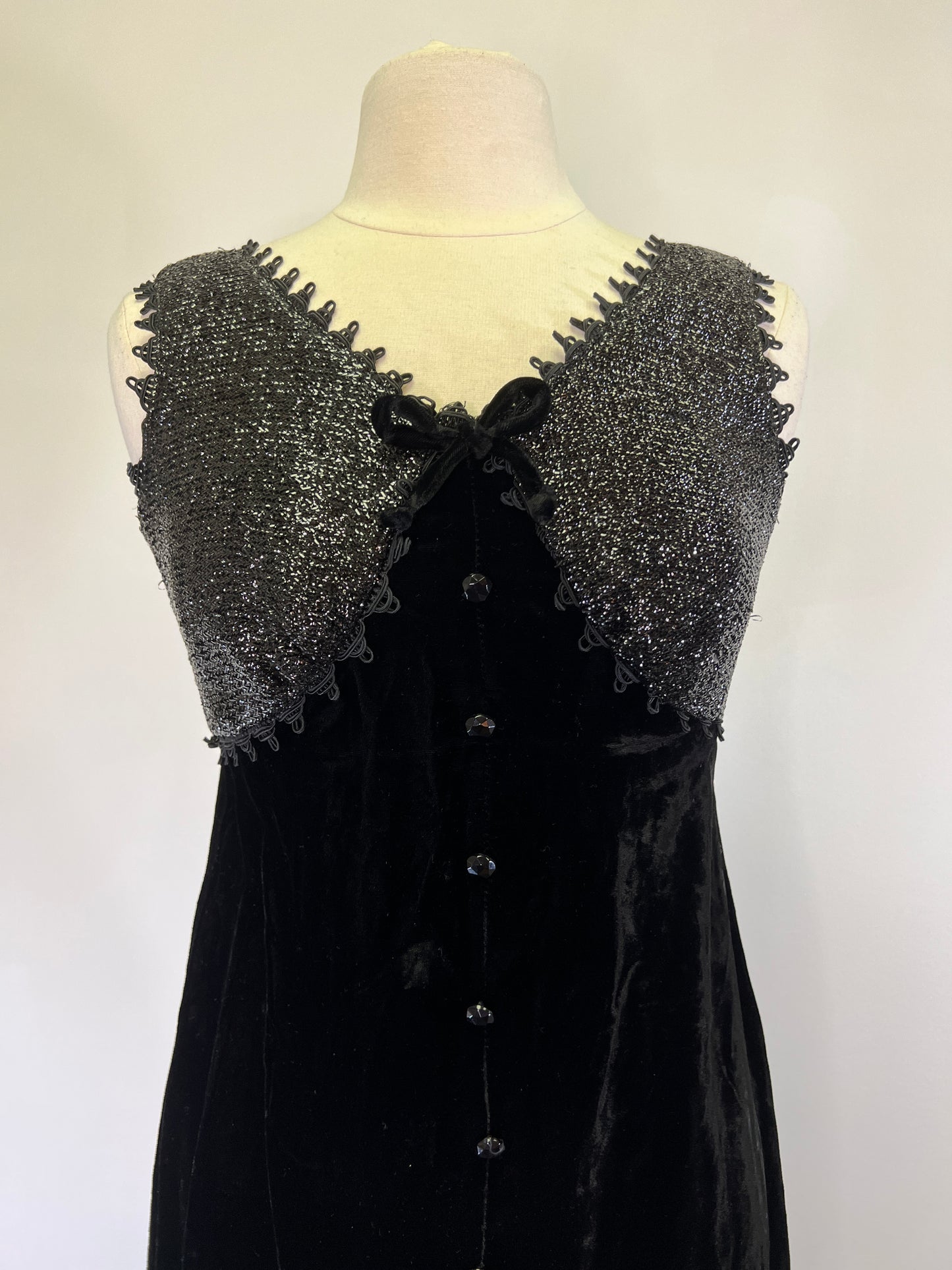 70s Black Velvet Dress