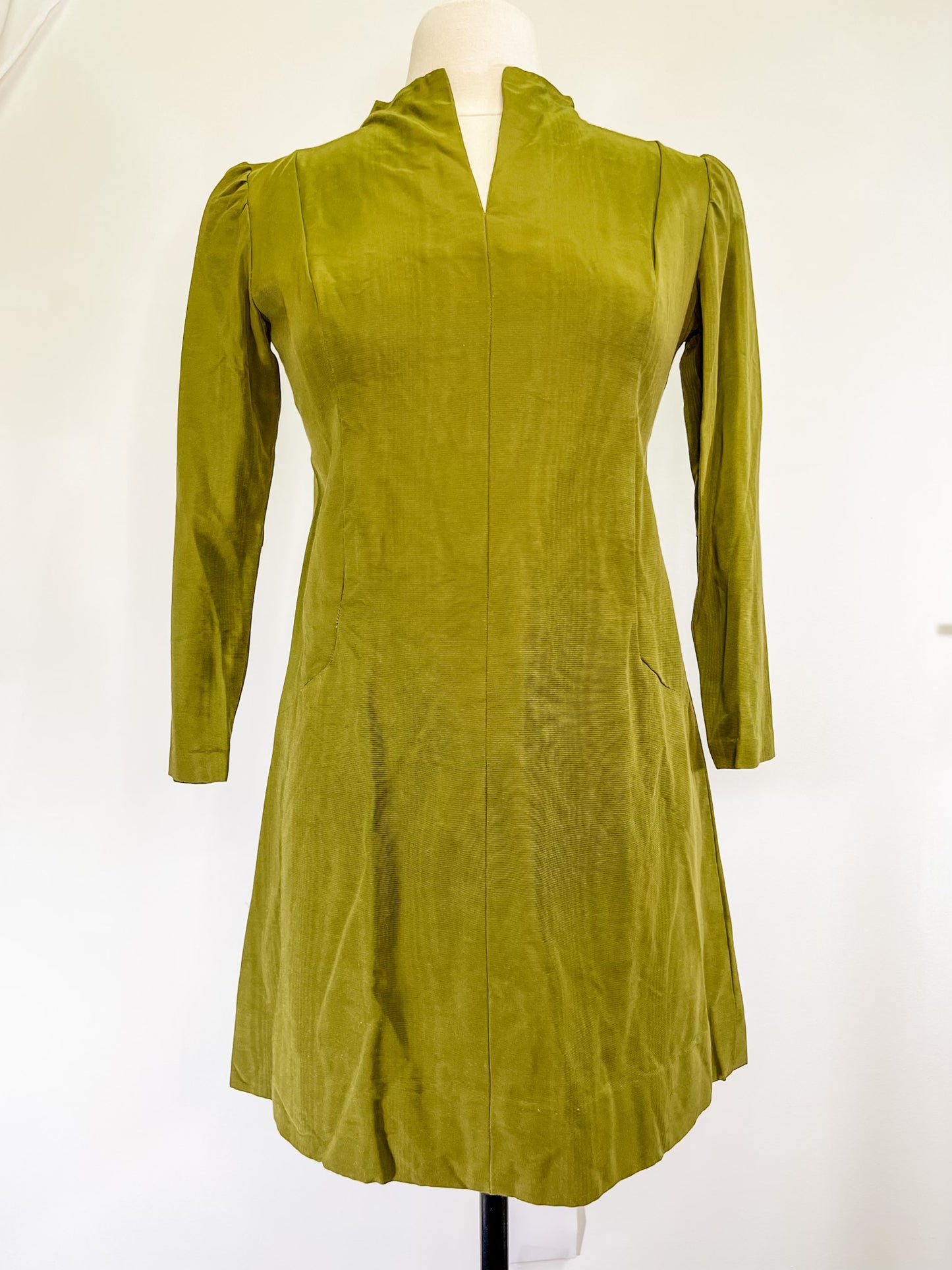 60s Chartreuse Moiré Mini Dress