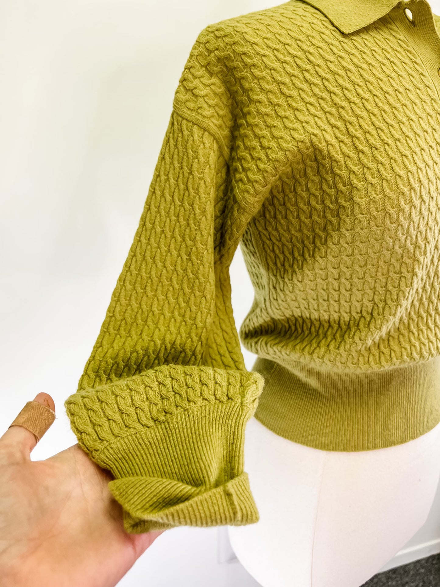 80s Lime Green Collared Sweater