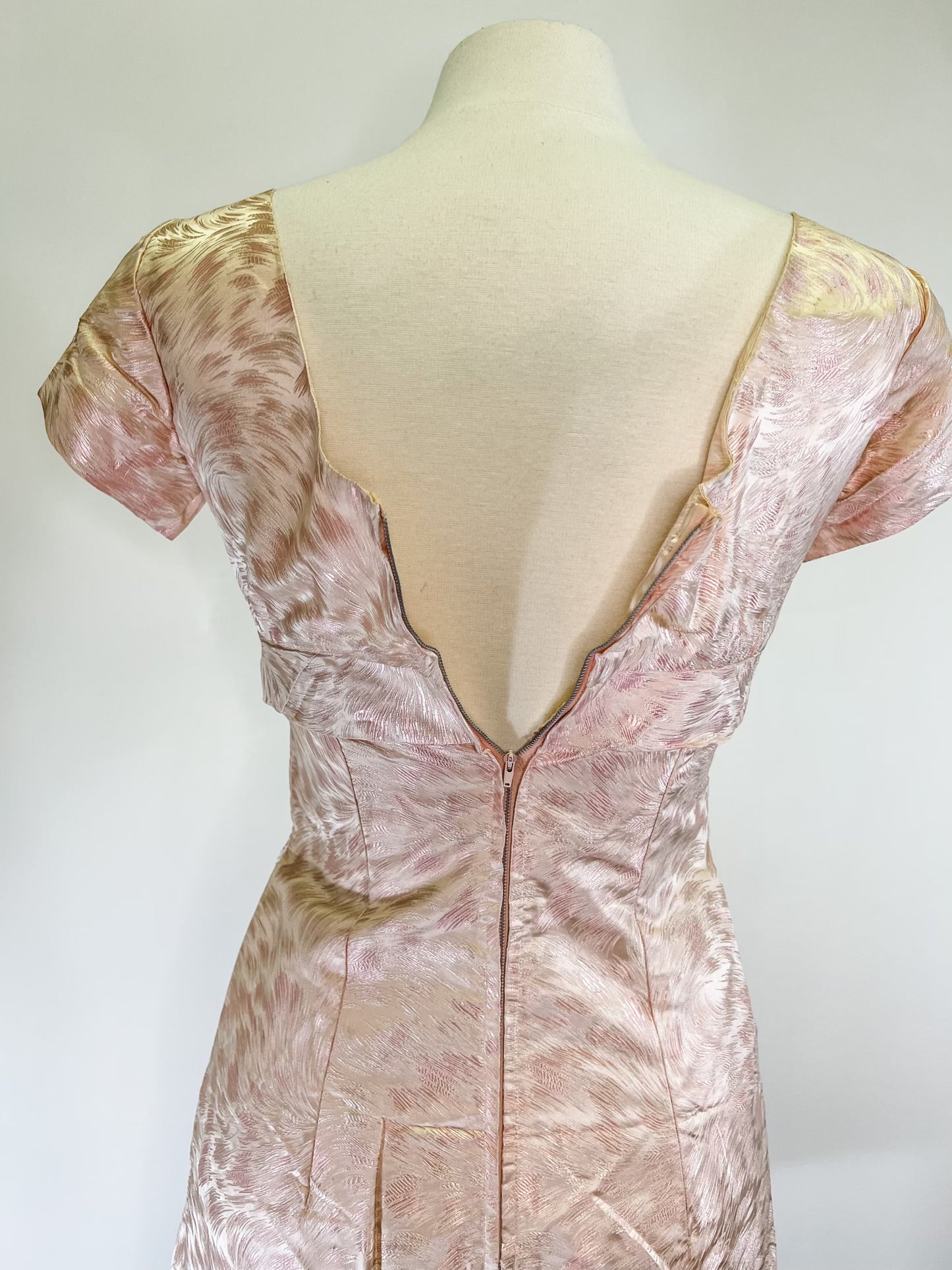 60s Pink Metallic Evening Dress