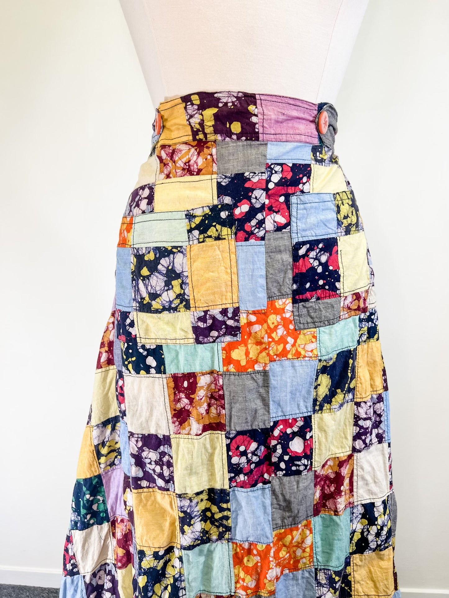 70s Patchwork Wrap Skirt