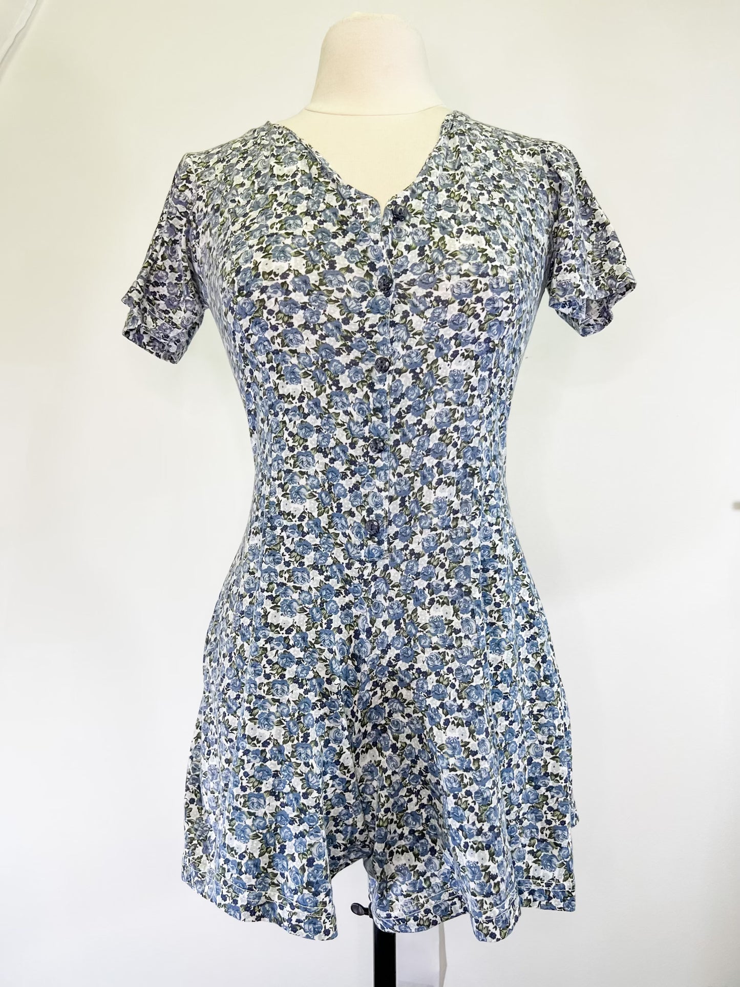 90s No Boundaries Blue Rose Romper