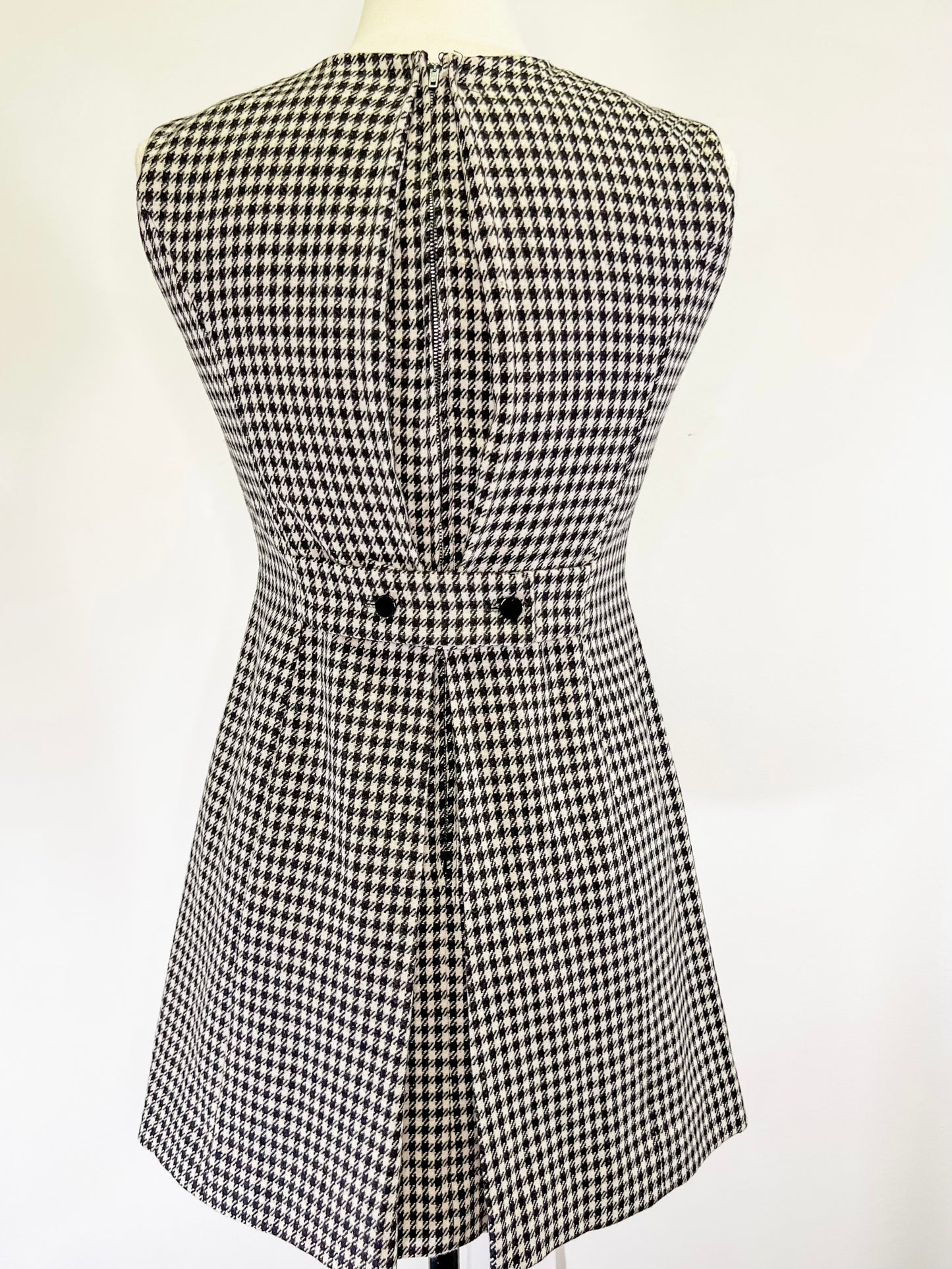 60s Houndstooth Mini Dress Pinafore