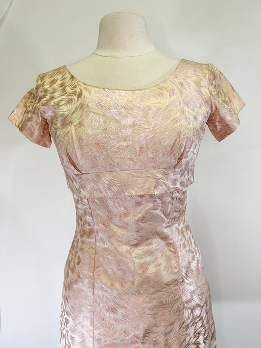 60s Pink Metallic Evening Dress