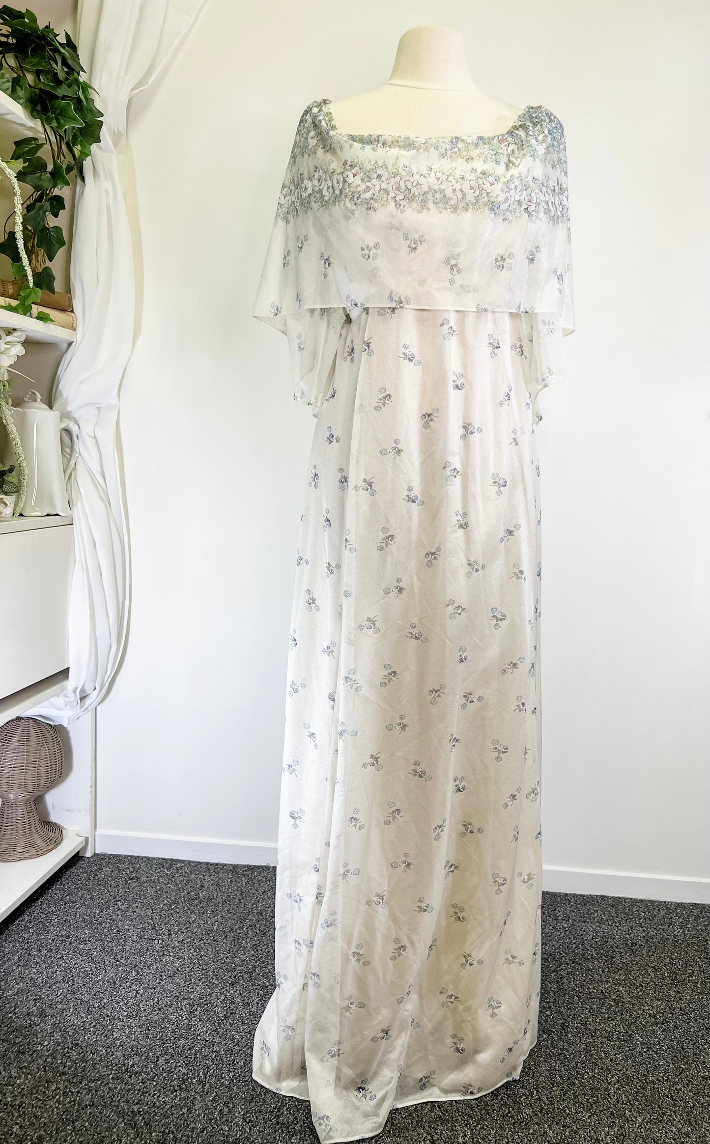 70s Ethereal Floral Prom Dress