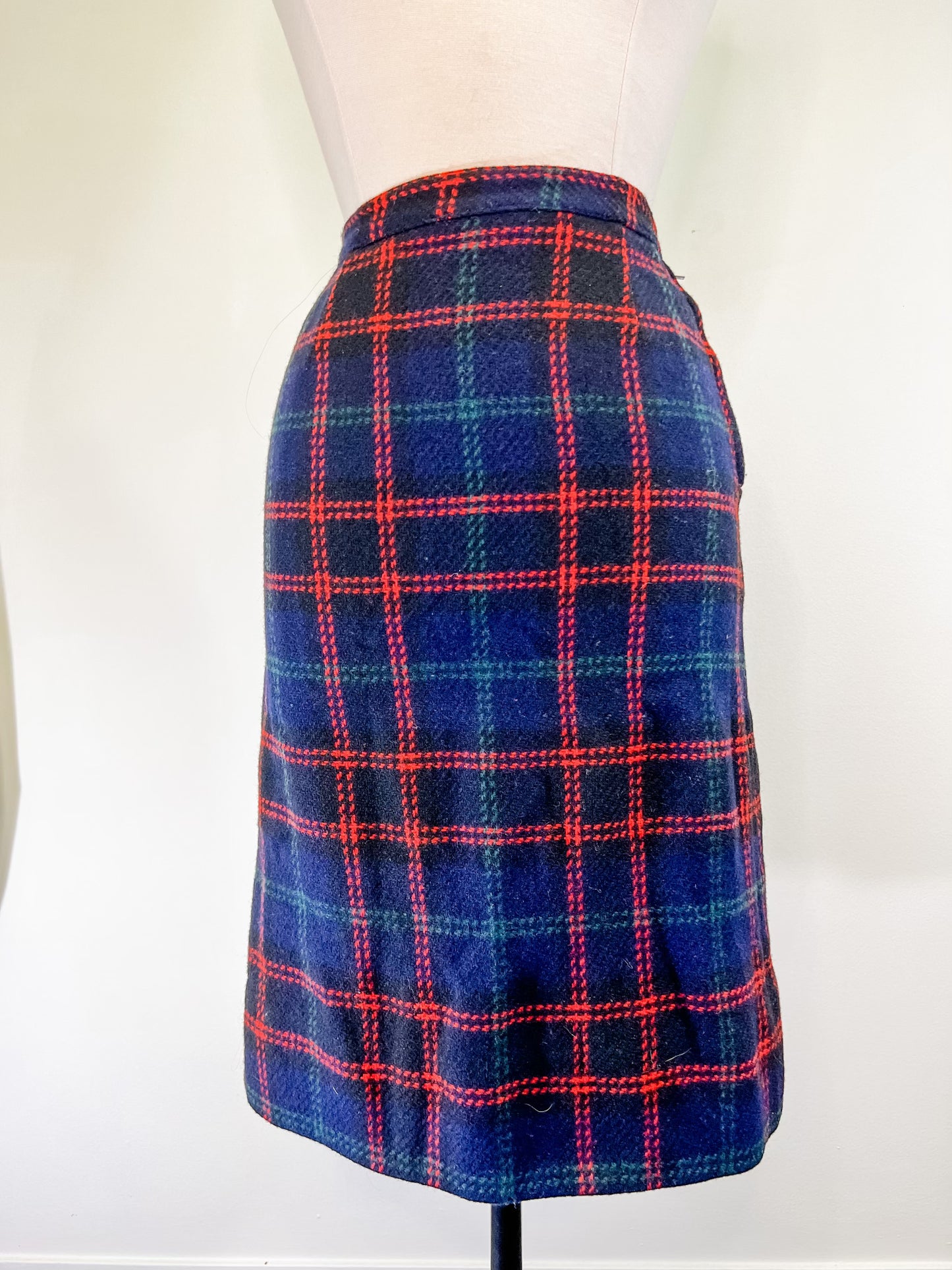 60s Pendleton Wool Plaid Pencil Skirt