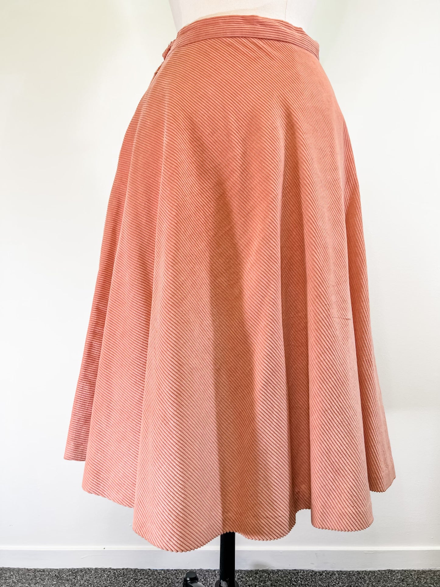 60s Pink Corduroy Circle Skirt